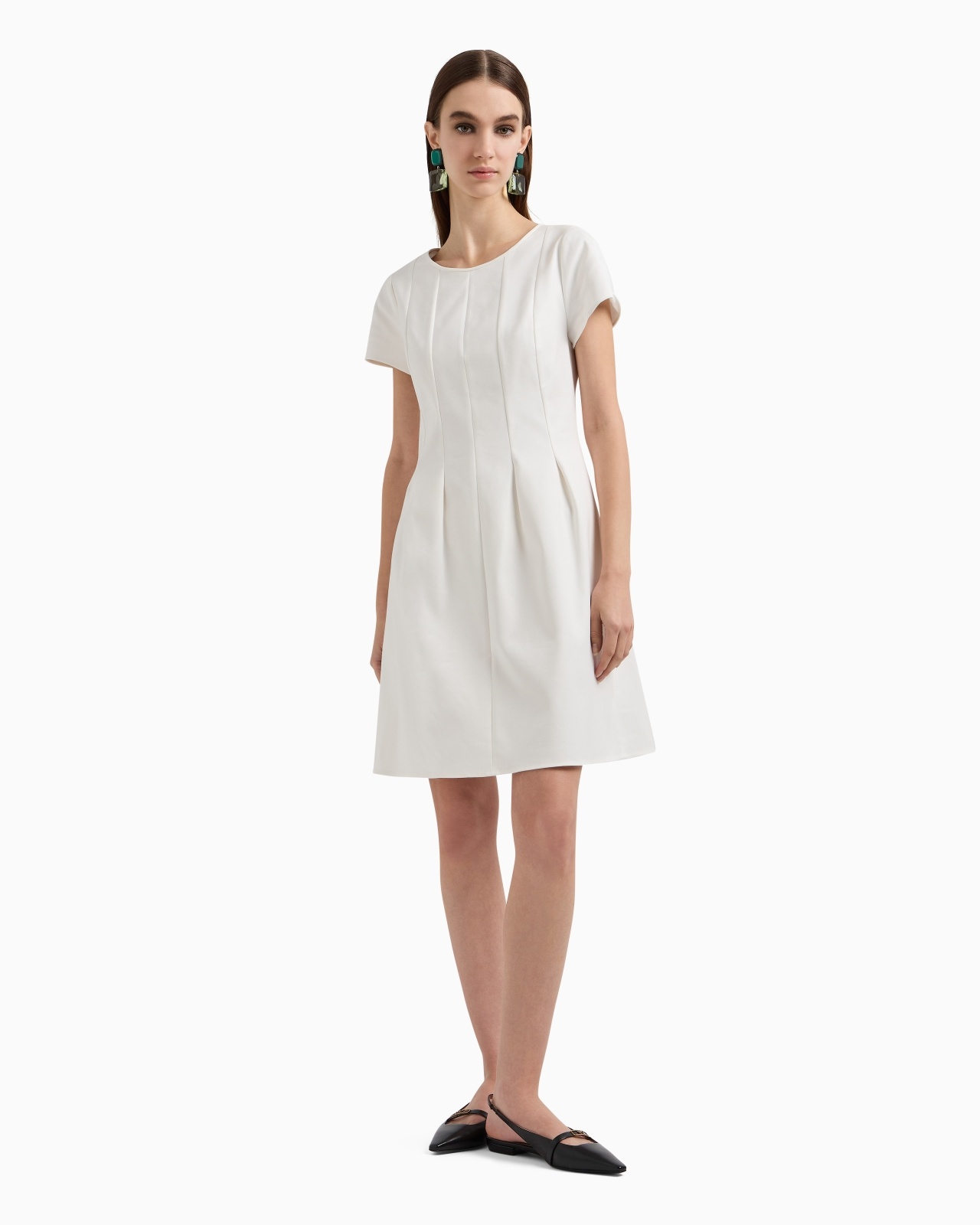 COUTURE COTTON BLEND DRESS WITH PLEATS - 2