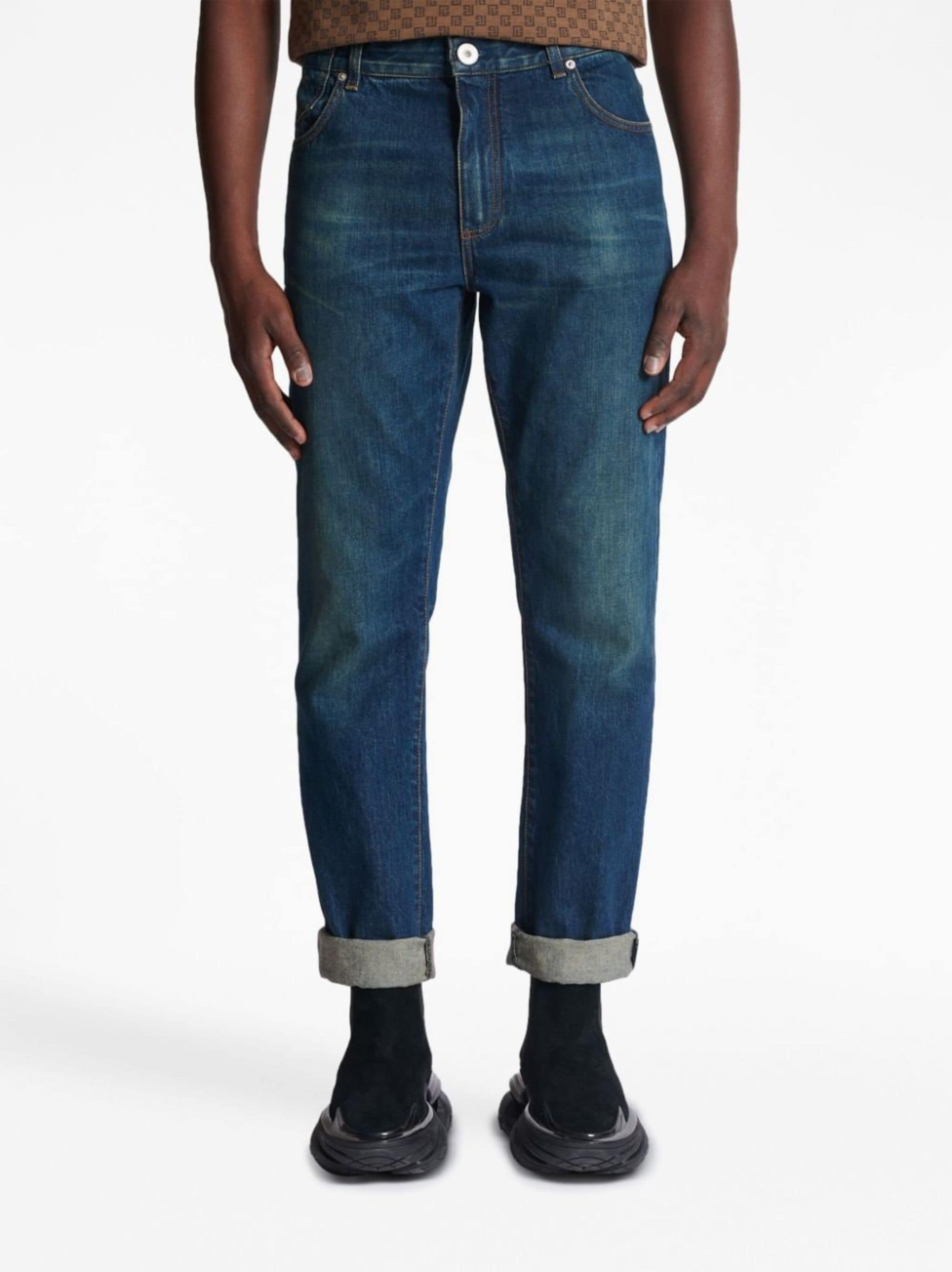 Vintage logo-patch straight-leg jeans - 5