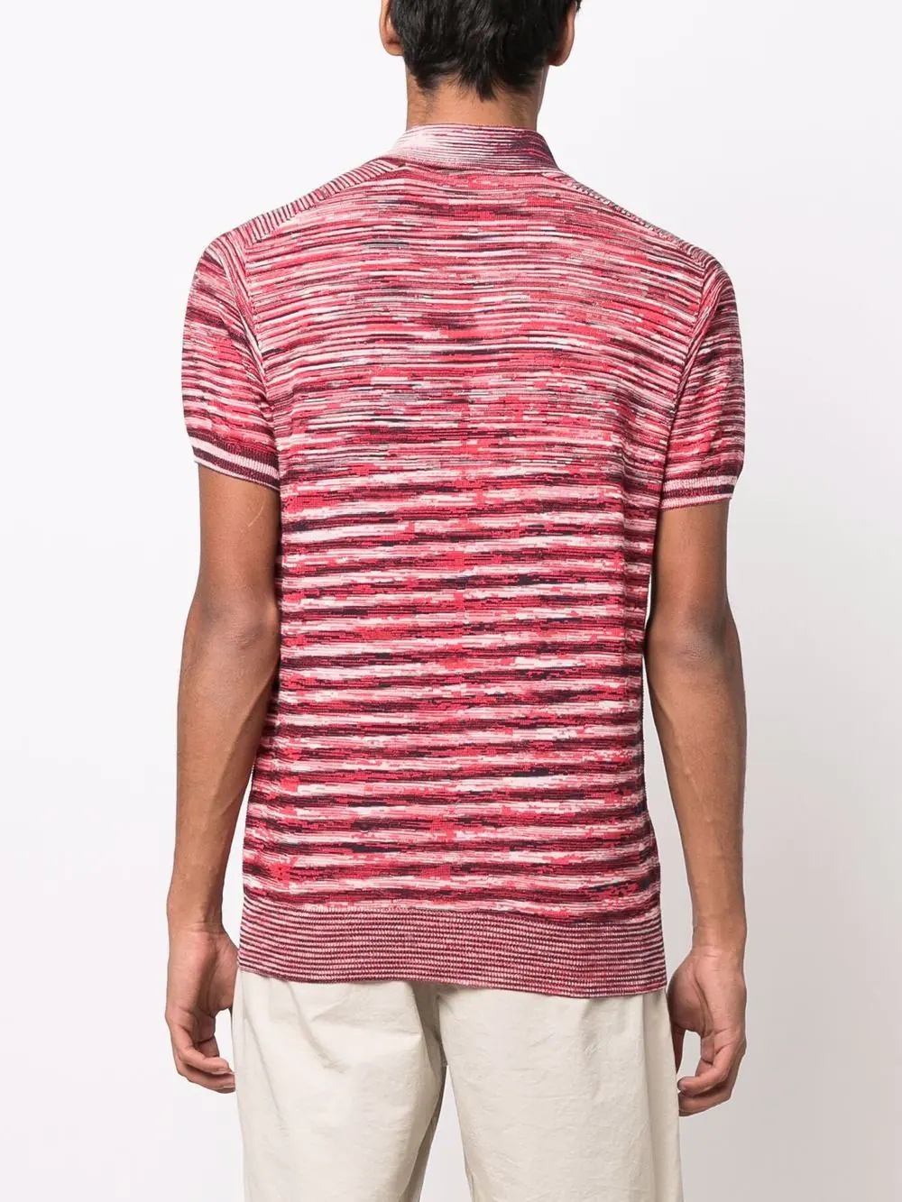 striped short-sleeved polo shirt - 4