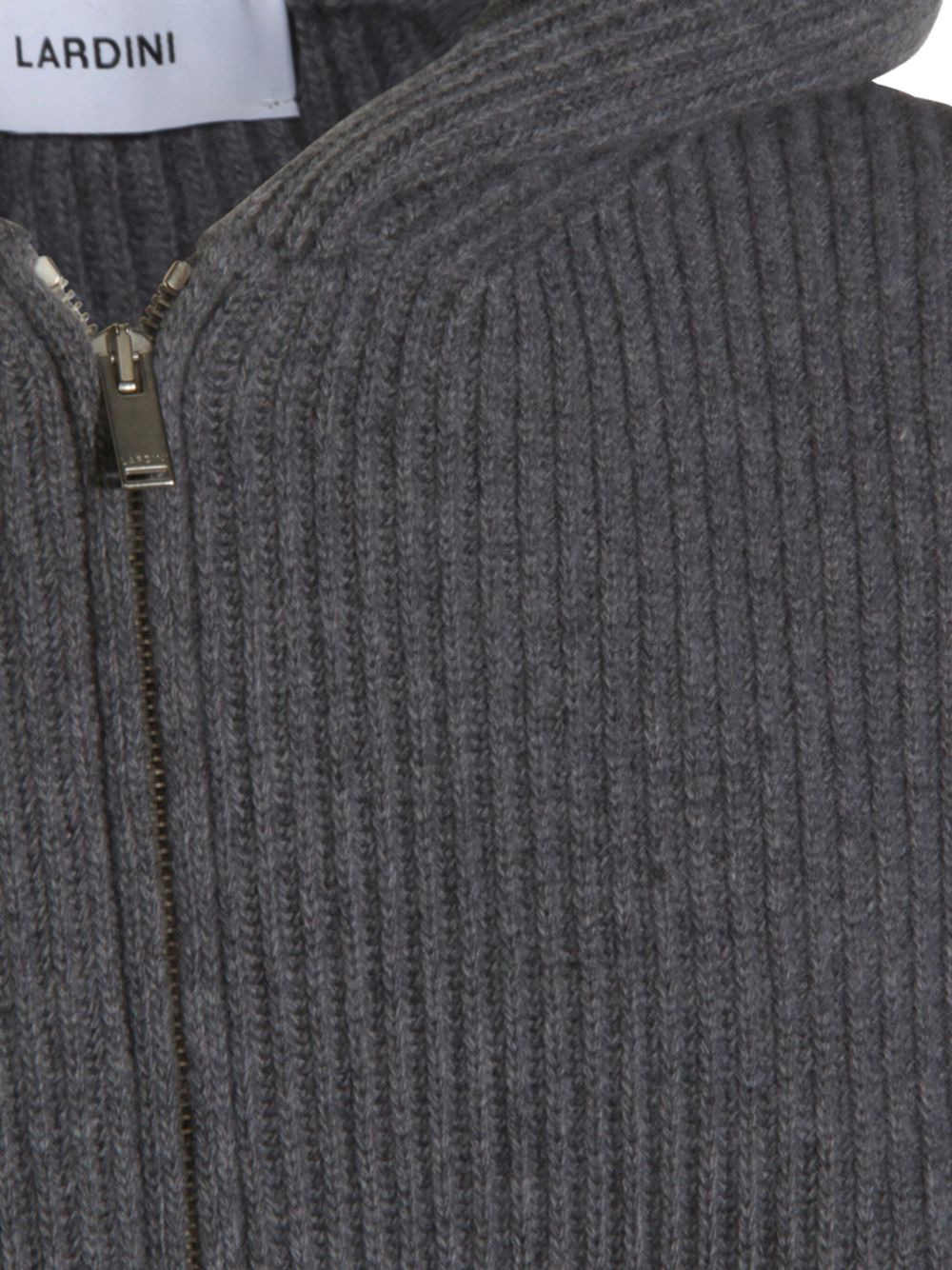 ribbed zip-up knitted hoodie - 4