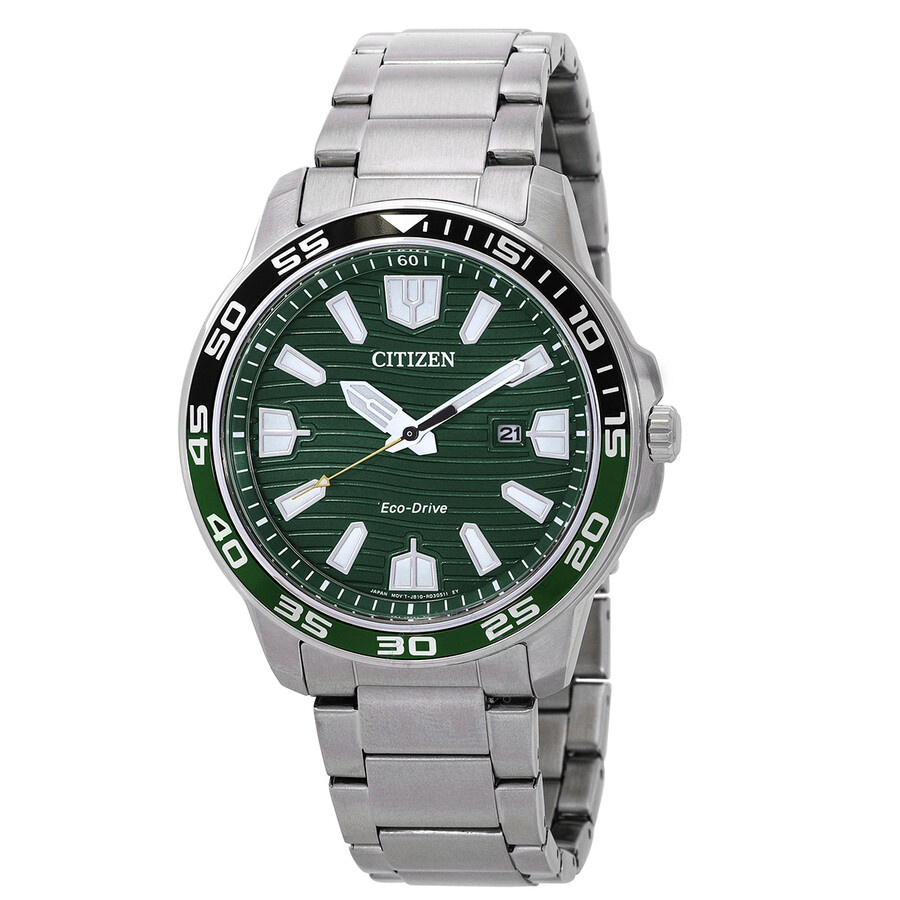 Citizen - Citizen Eco-Drive Green Dial Stainless Steel Men's Watch AW1526-89X - 1