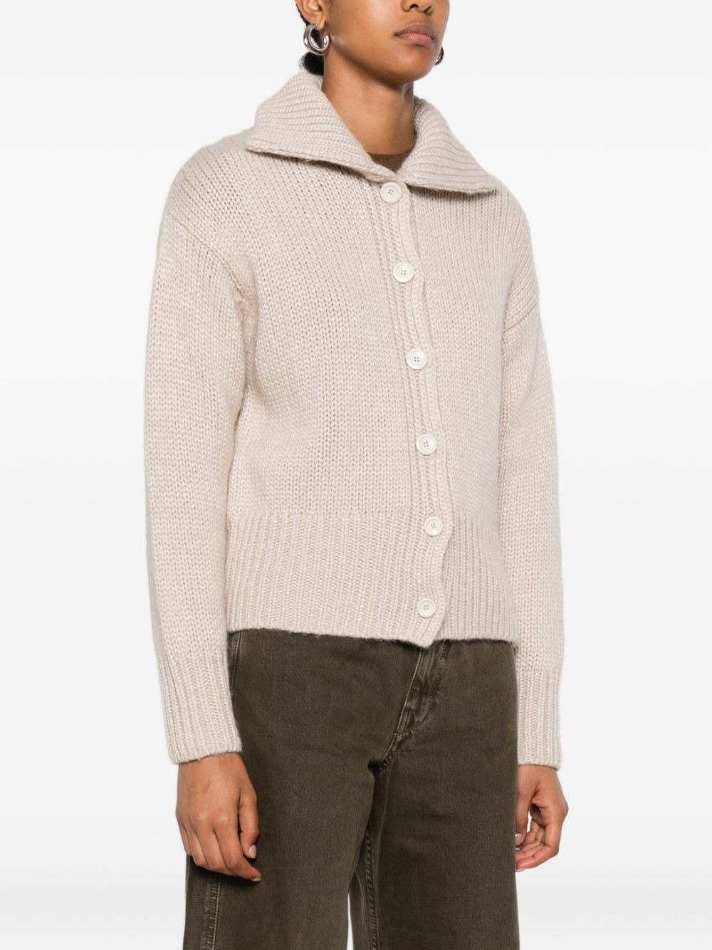 button-front collared cardigan - 3