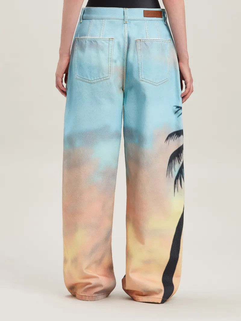 Sunrise Palm baggy denim pants 5