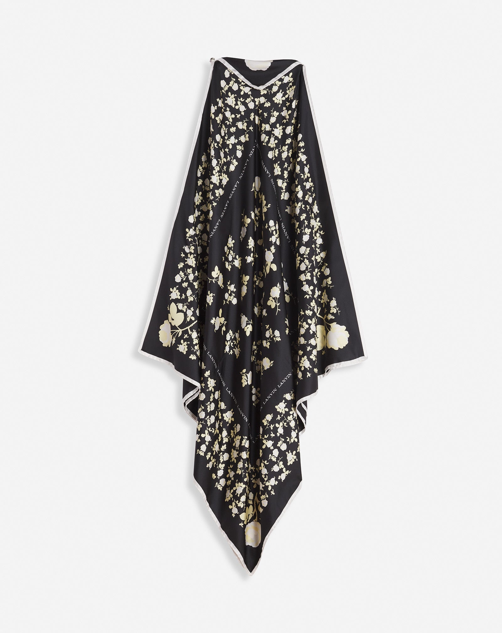 FLORAL PRINT SILK PONCHO - 1