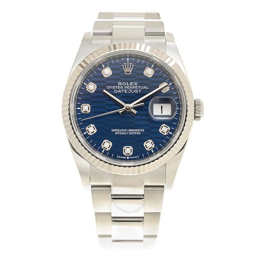 Rolex Datejust 36 Bright Blue Fluted-Motif Diamond Dial Automatic Men's Oyster Watch M126234-0058 - 3
