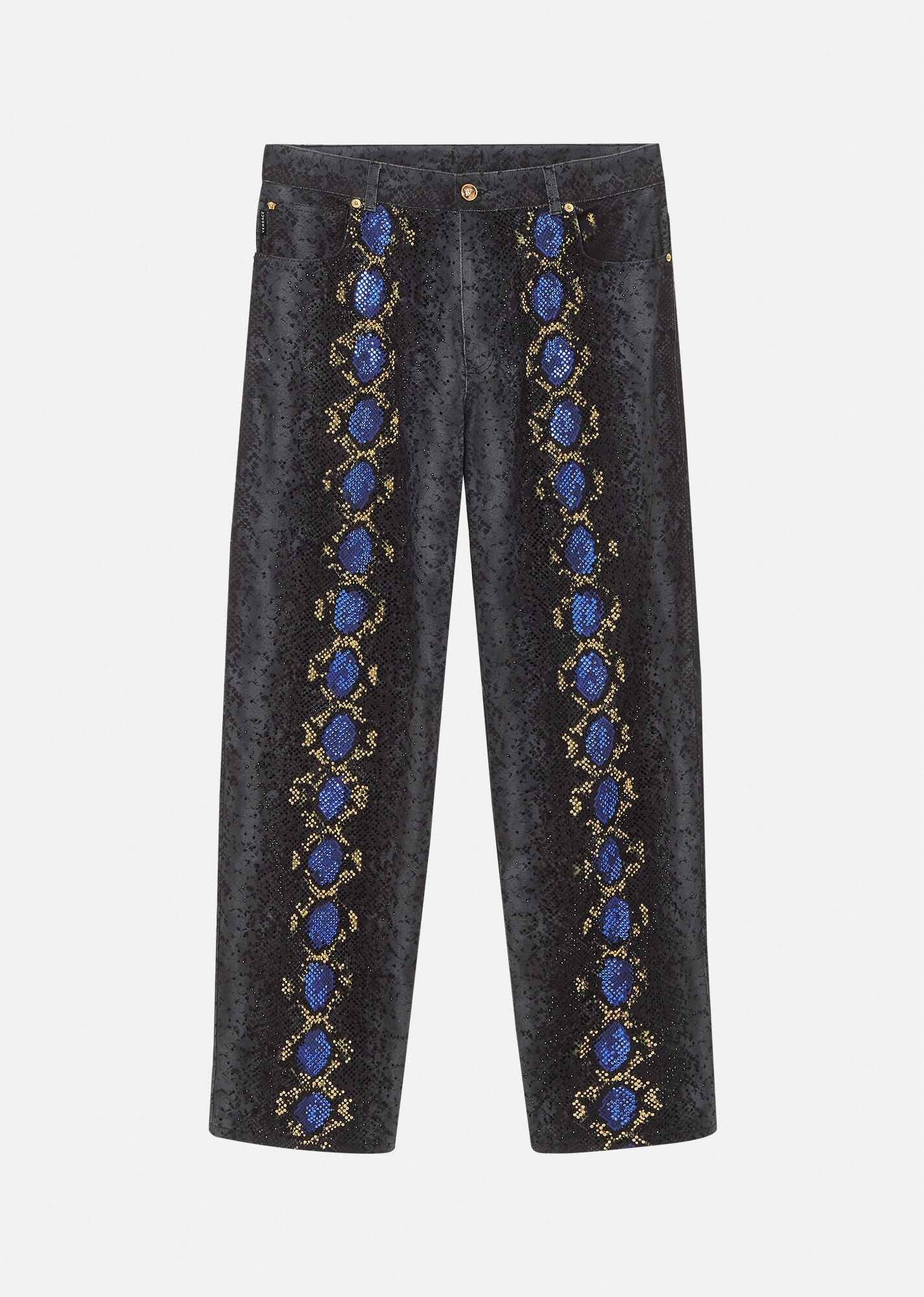 Python Print Studded Jeans - 1