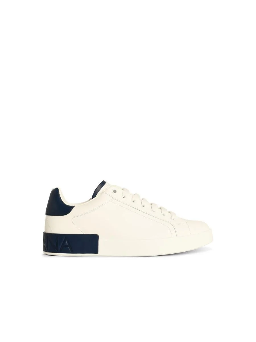 Dolce & Gabbana 'Portofino' White Leather Sneakers - 1
