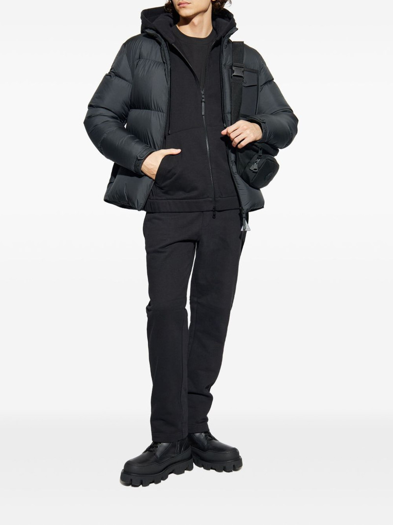 Moncler leather-logo zip-up hoodie outlook