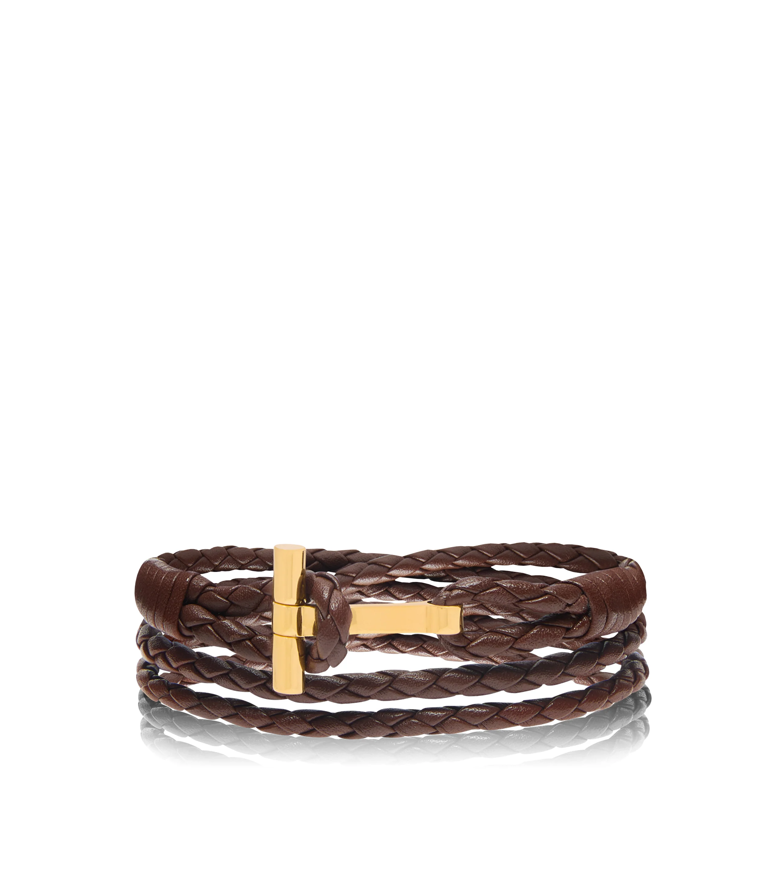 BRAIDED LEATHER T BRACELET - 1
