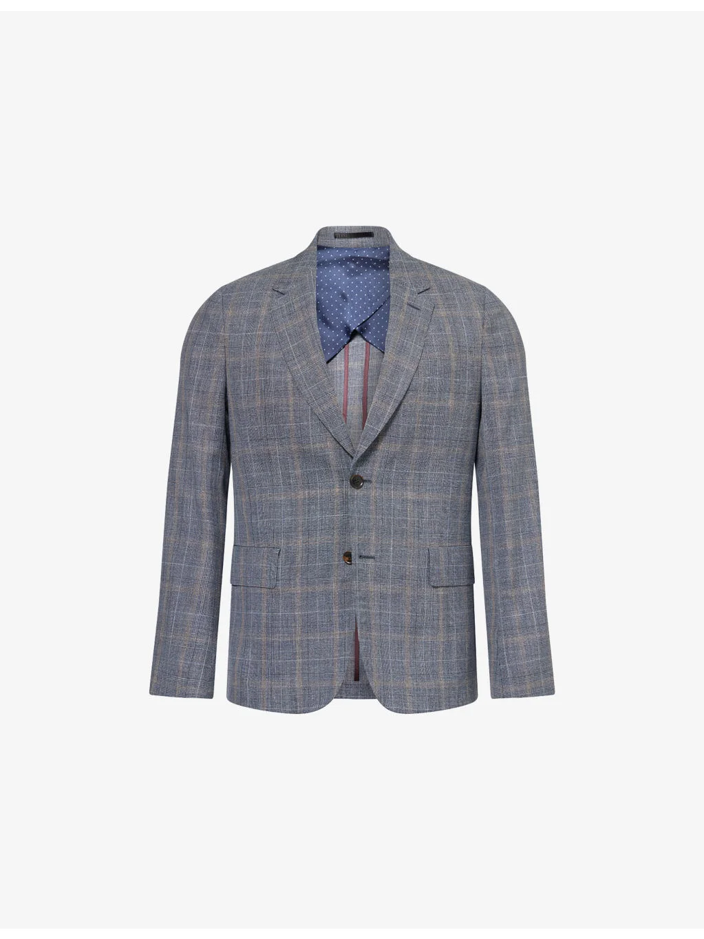 Check Single-Breasted Wool-Silk Blazer - 1