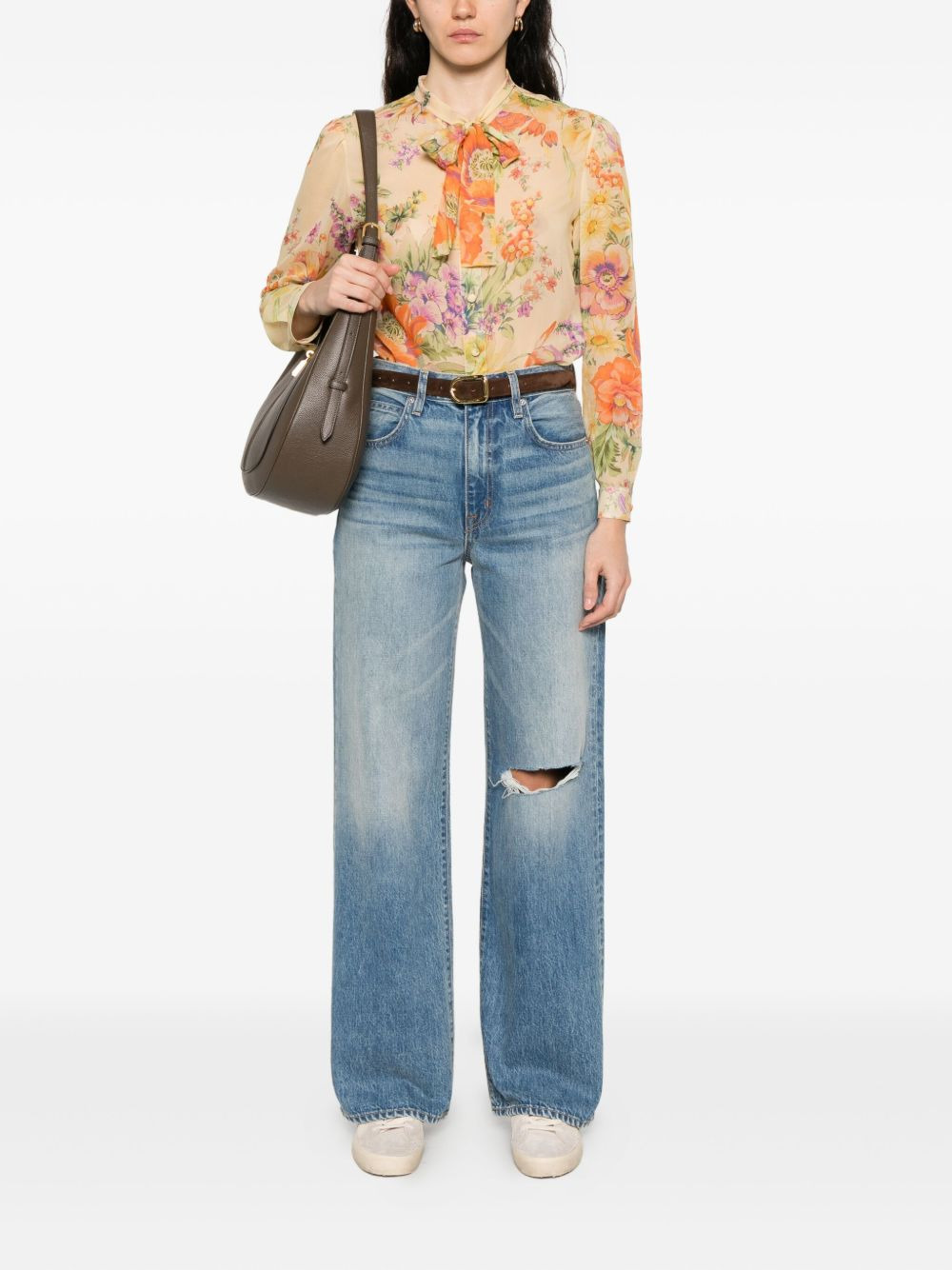 distressed wide-leg jeans - 2