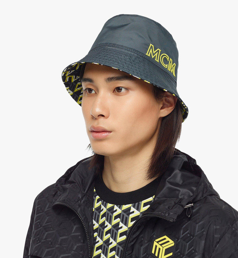 Reversible Cubic Monogram Bucket Hat in Recycled Nylon 8