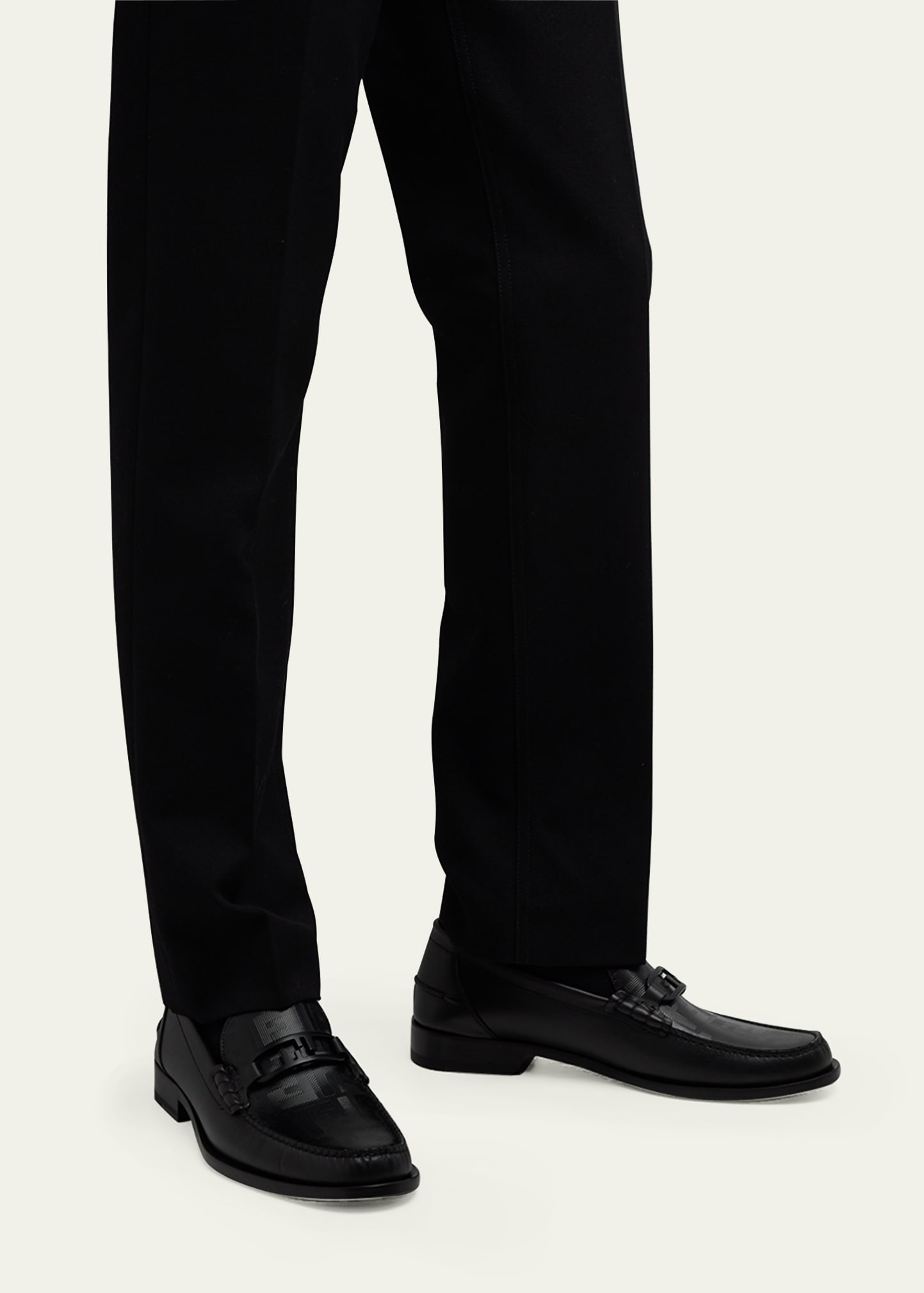 Men's Tonal FF-Monogram Leather Loafers - 2