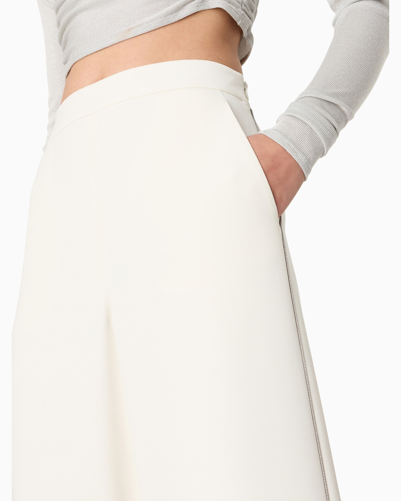 Silk cady wide-legged trousers - 5