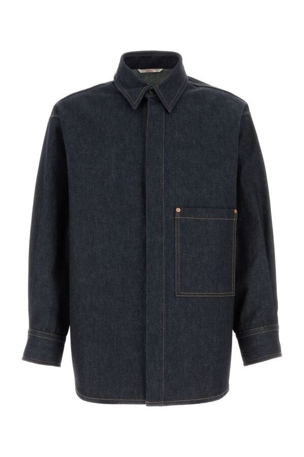 Dark blue denim oversize shirt - 1