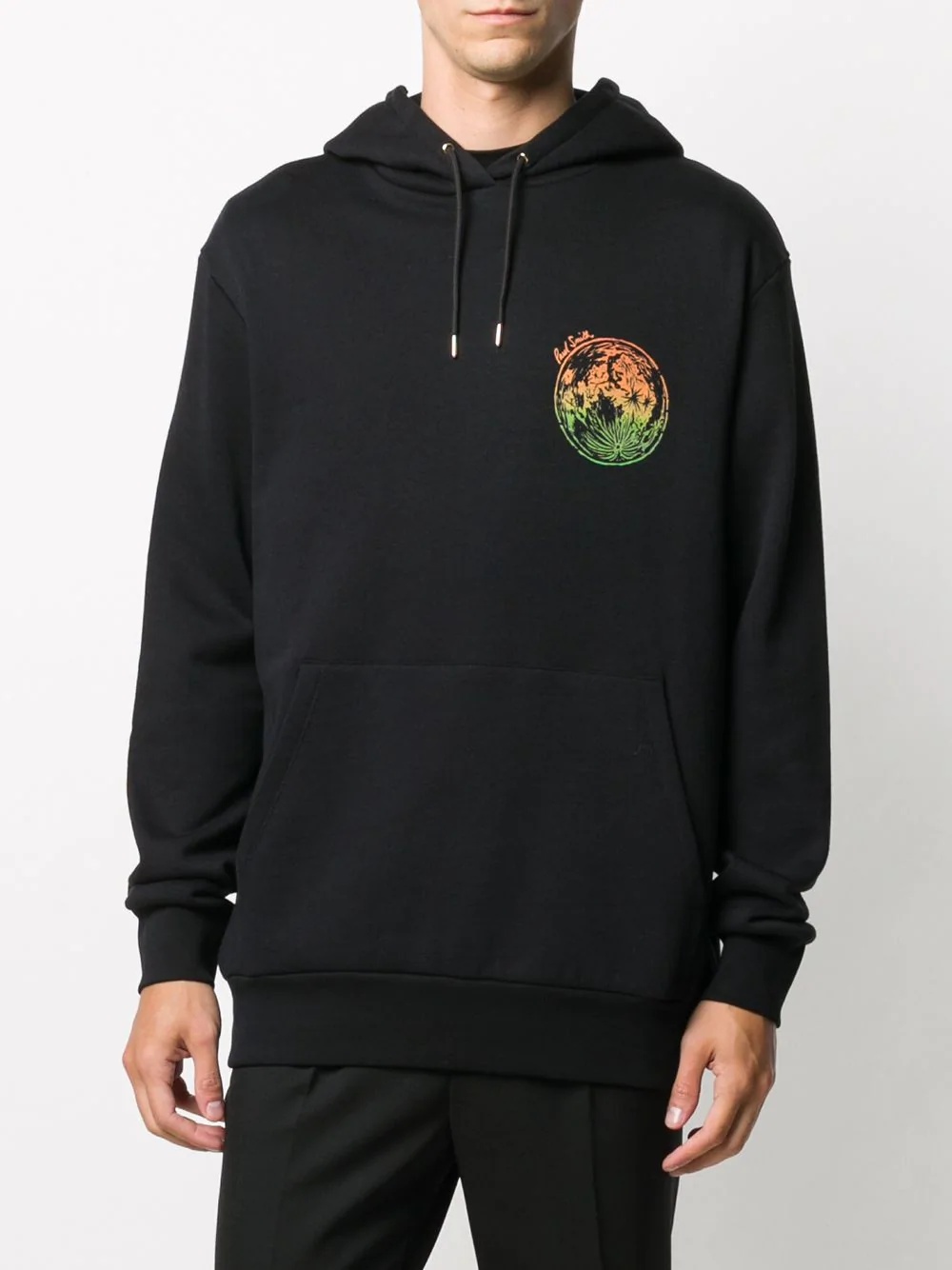 logo print drawstring hoodie - 3