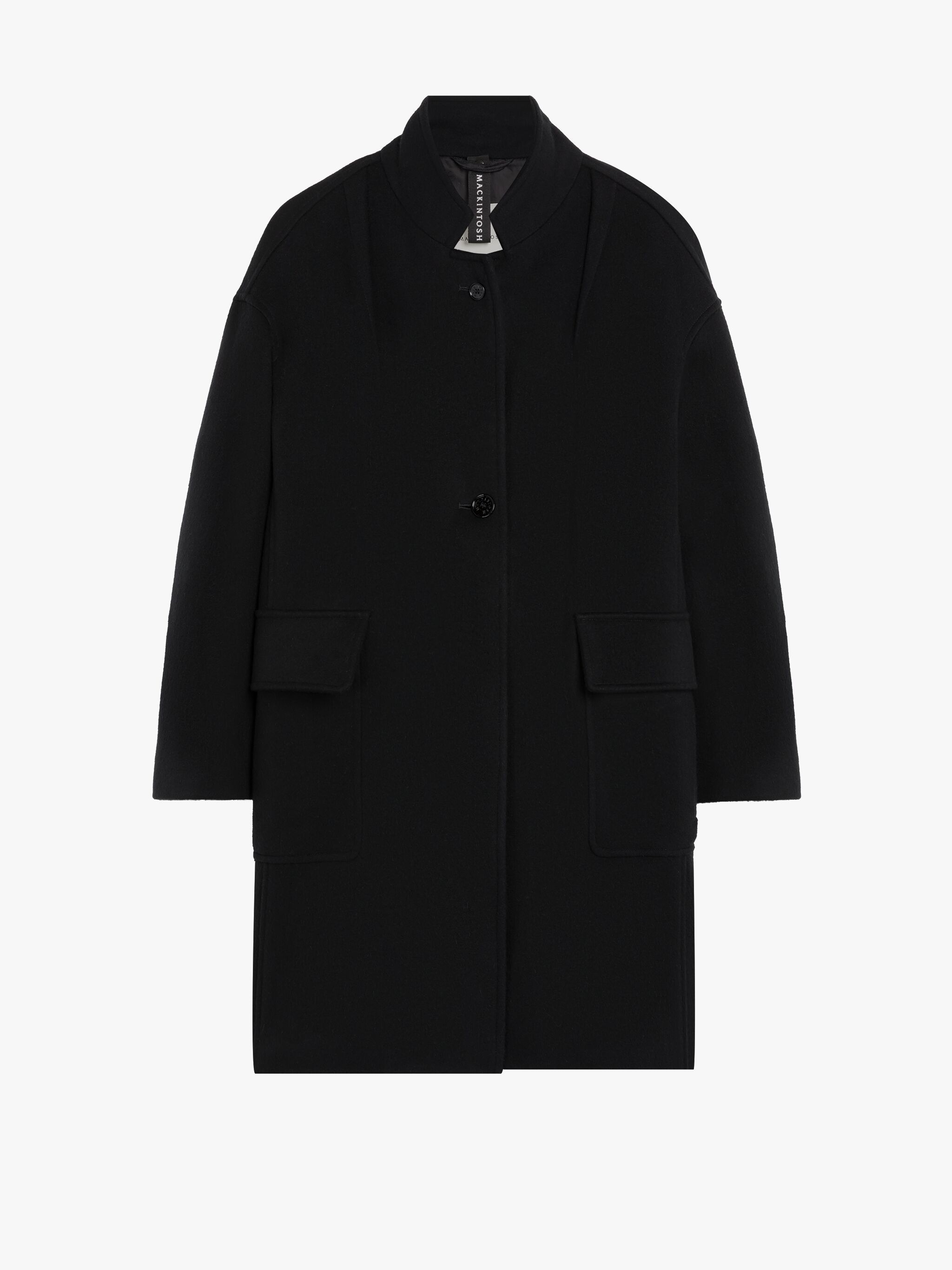 FREDDIE BLACK WOOL & CASHMERE COCOON COAT - 1