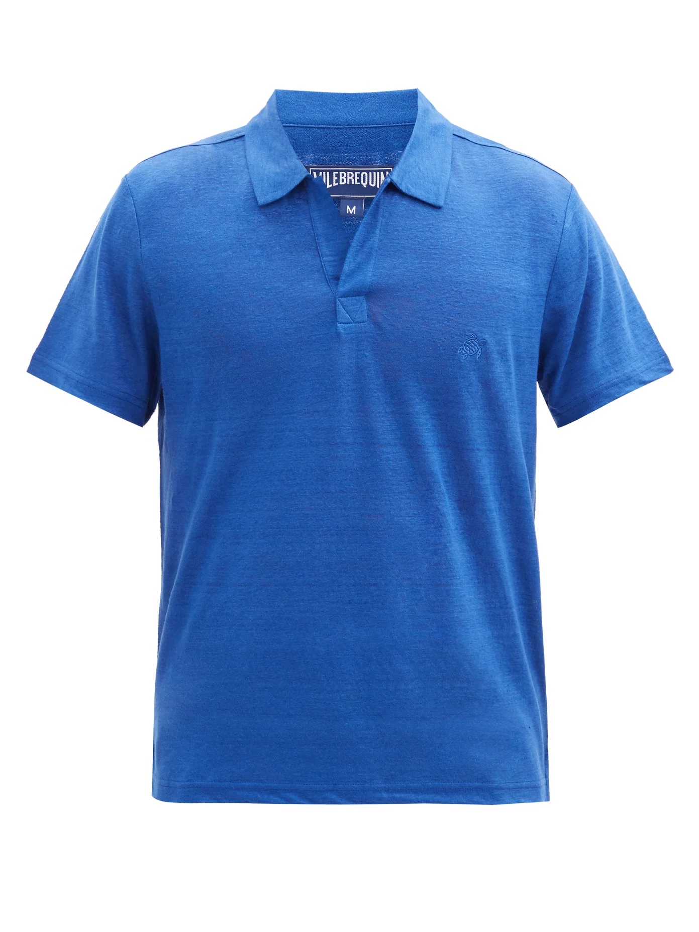 Pyramid open-collar linen-jersey polo shirt - 1