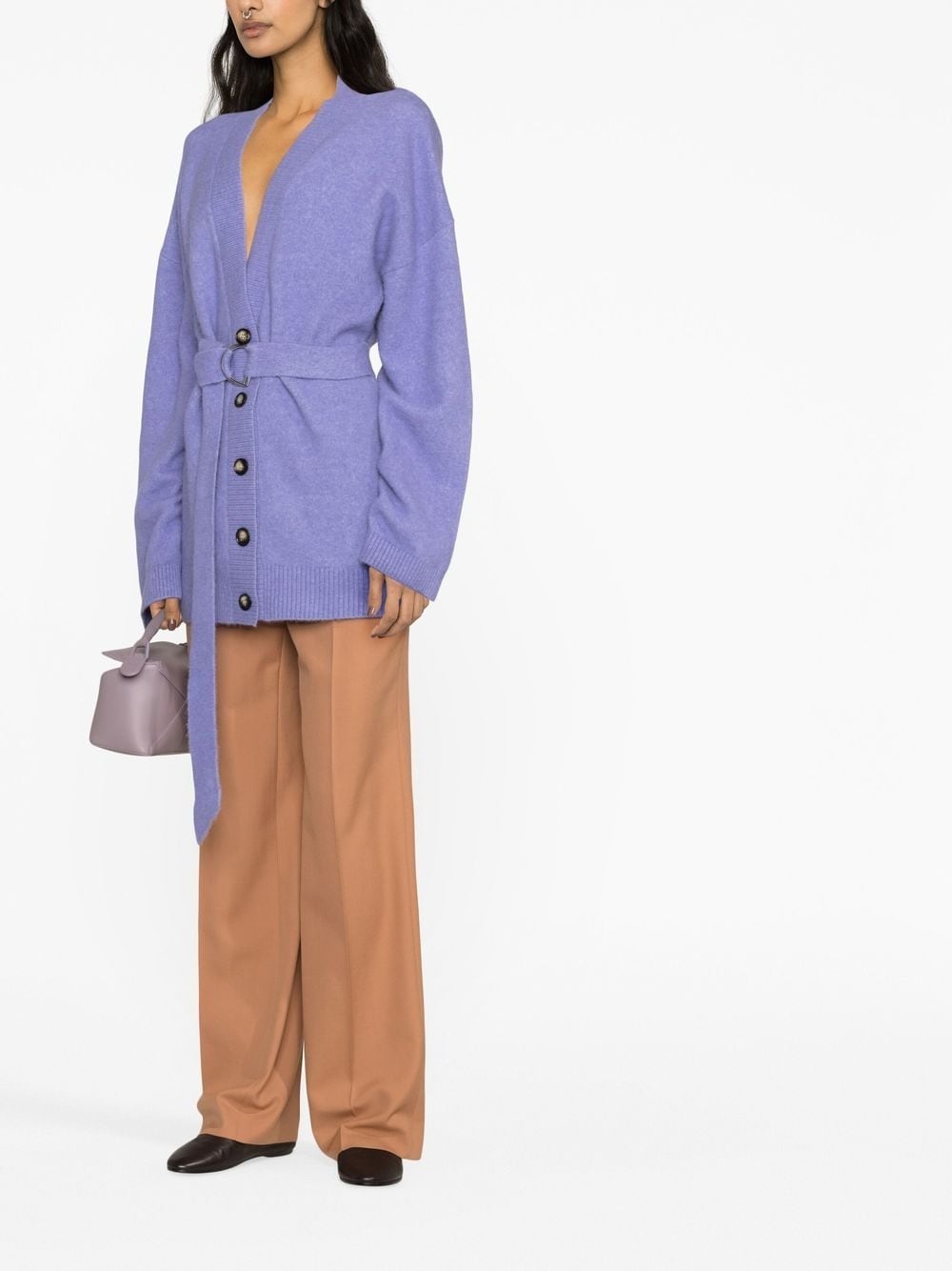 drop-shoulder belted cardi-coat - 4
