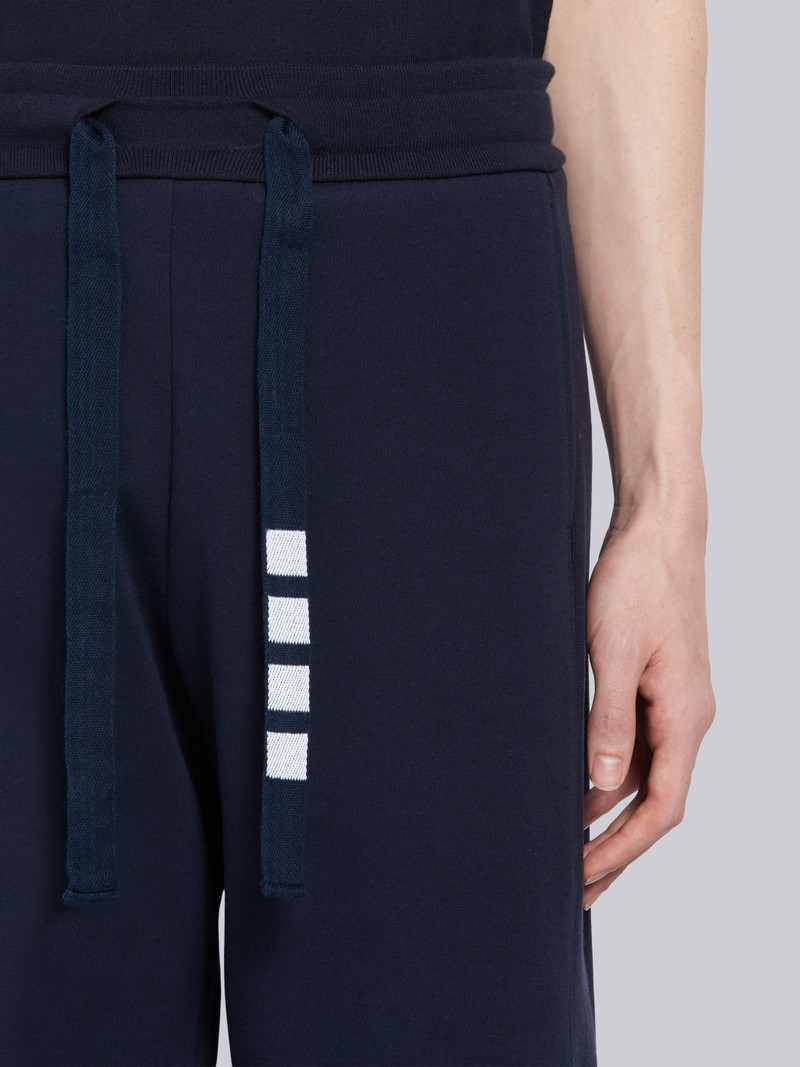 Navy Compact Double Knit Cotton Side Vent 4-Bar Sweatshorts 5