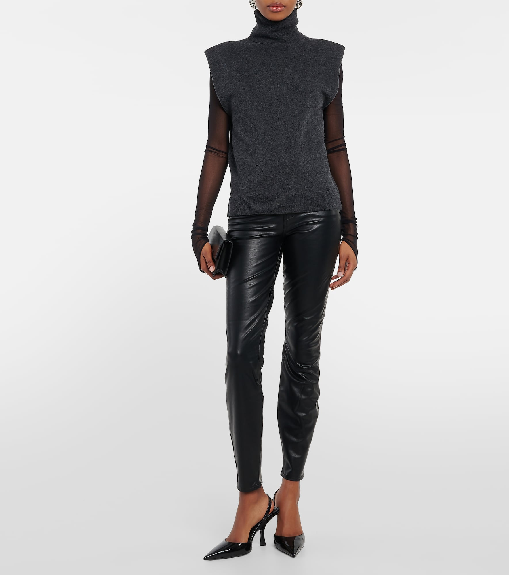 Debbie faux leather slim pants - 2