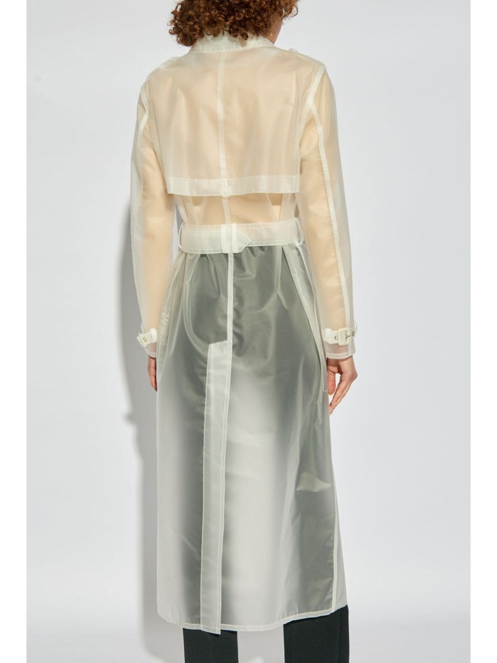 transparent belted trench coat - 4