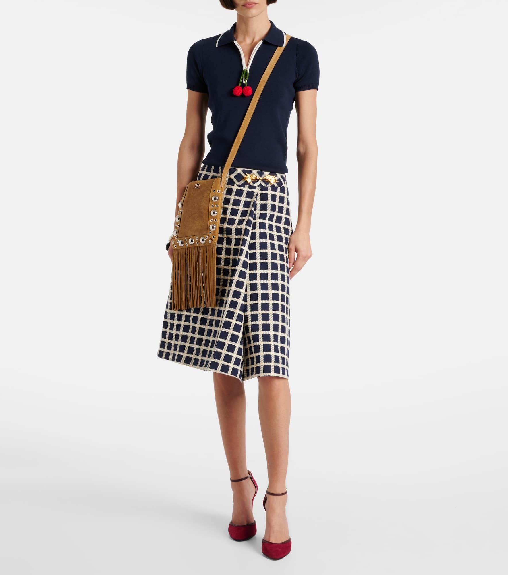 Nellcôte VLogo studded suede shoulder bag - 5