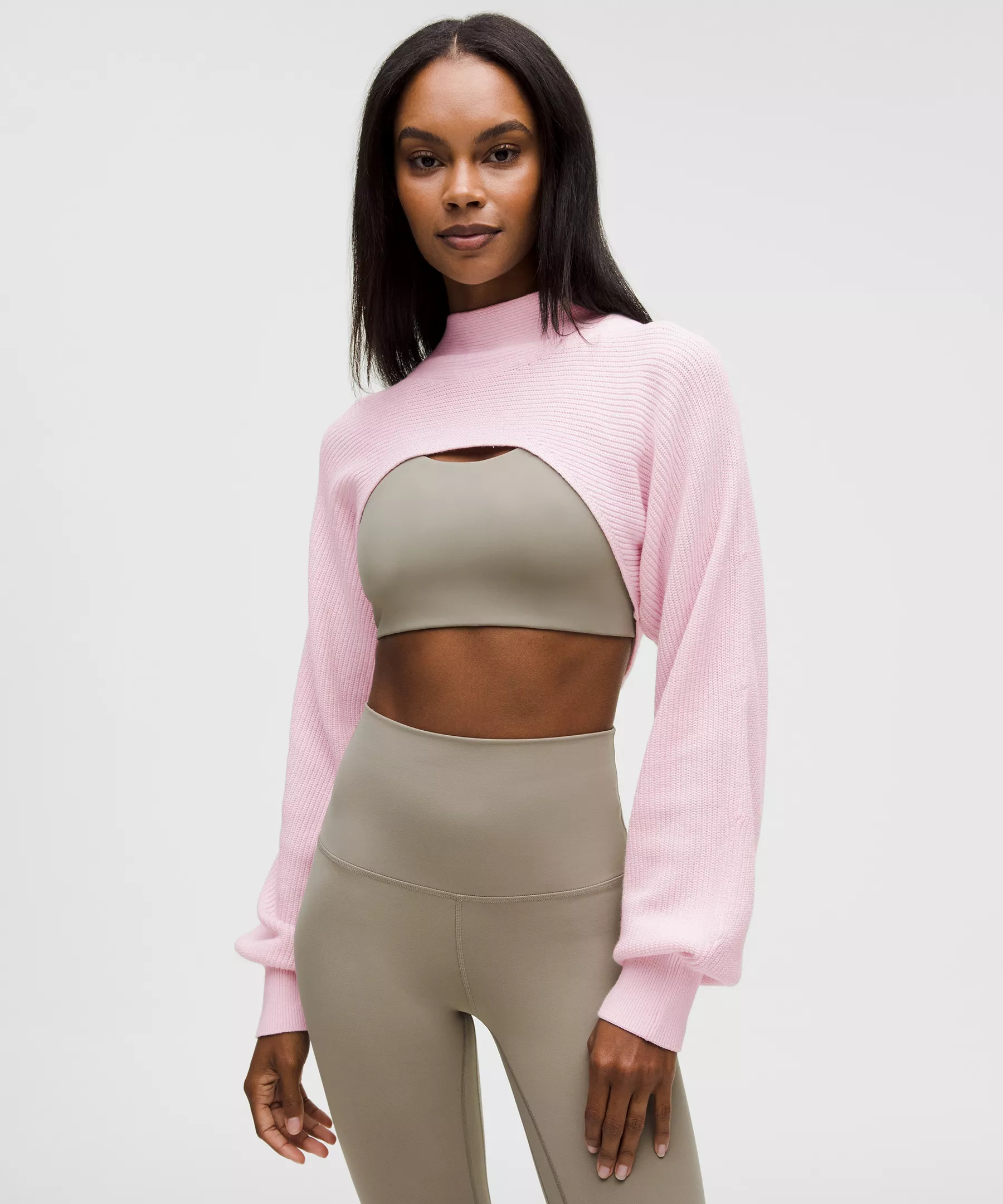 Cotton-Blend Mockneck Knit Shrug - 1