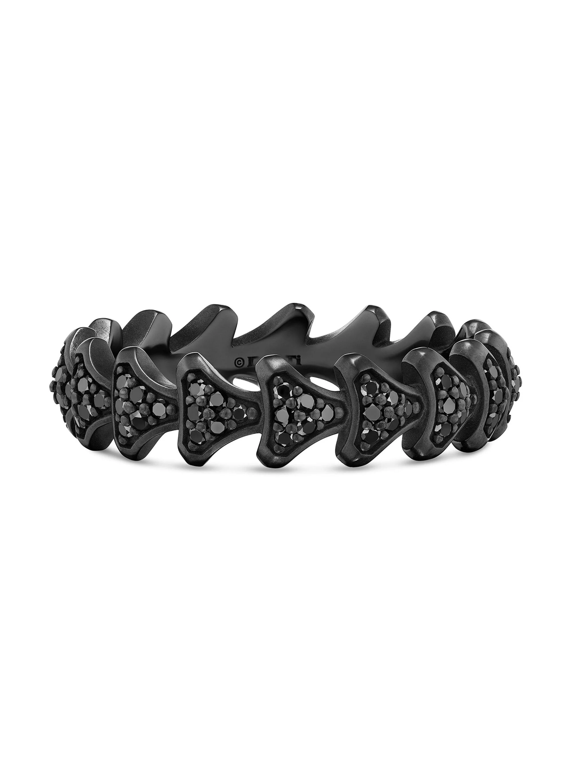 Men's Armory Band Ring in Black Titanium - Black Diamond - 1
