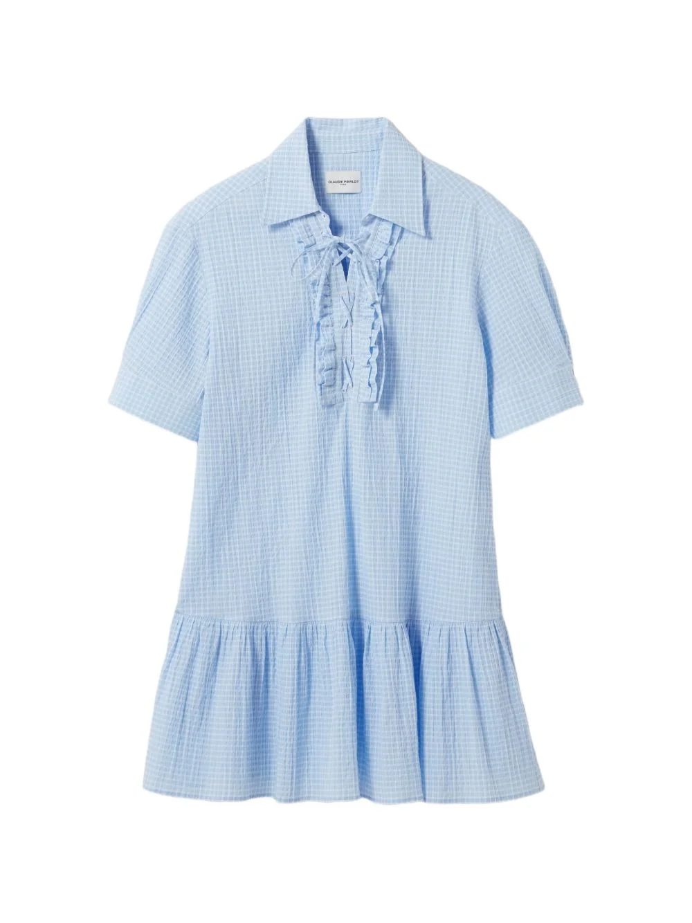 ruffled shirt mini dress - 1