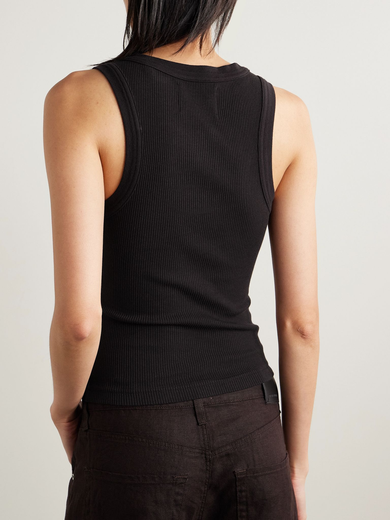 Caralyn ribbed jersey tank Dark brown - 4