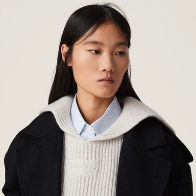 Miu Miu Wool and cashmere knit hoodie dickey outlook