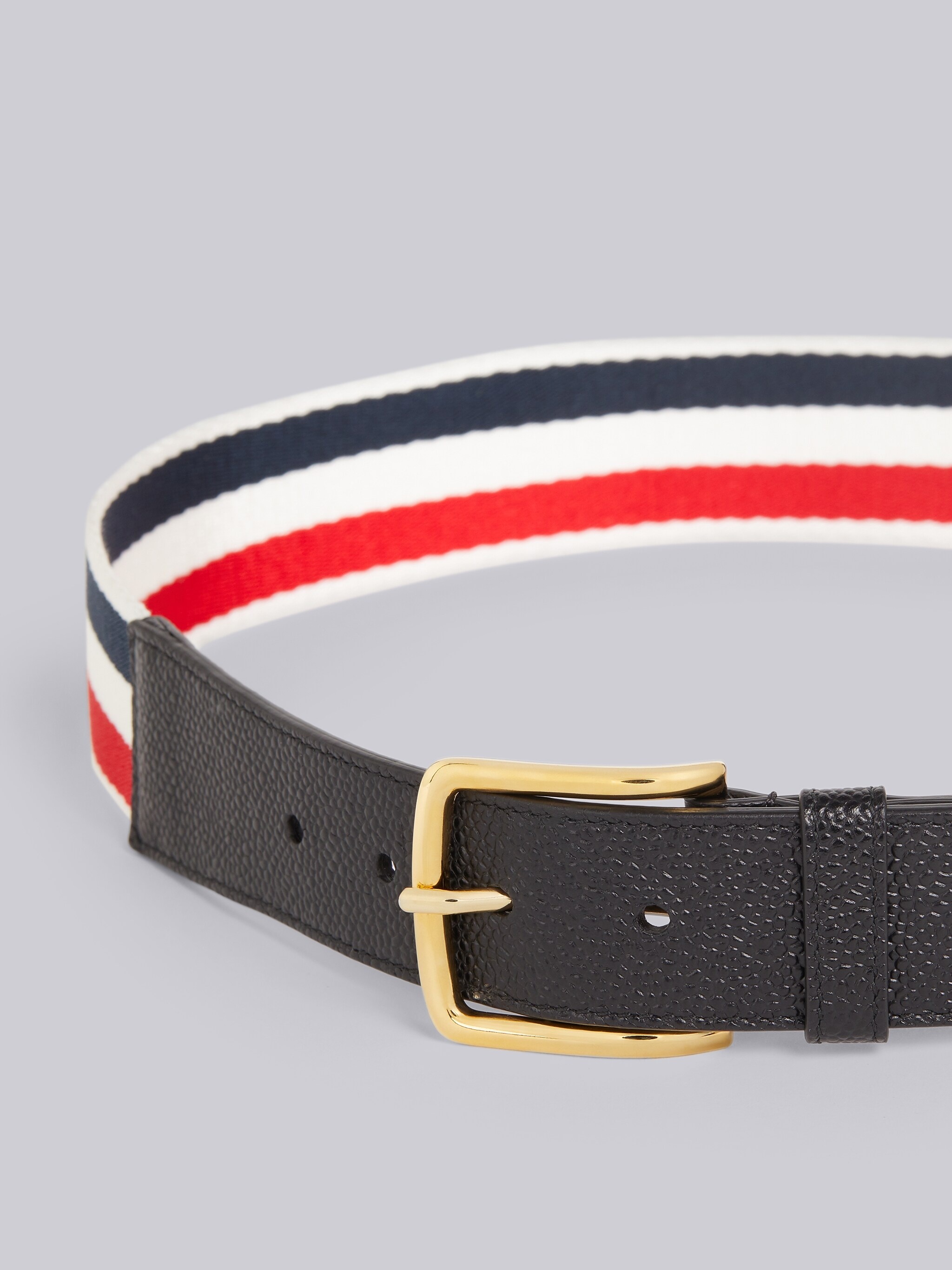 Black Calfskin Pebbled Leather Belt - 2