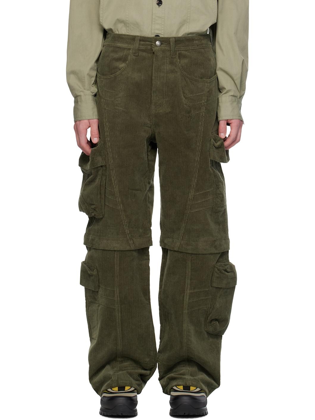 Khaki Milano Corduroy Cargo Pants - 1