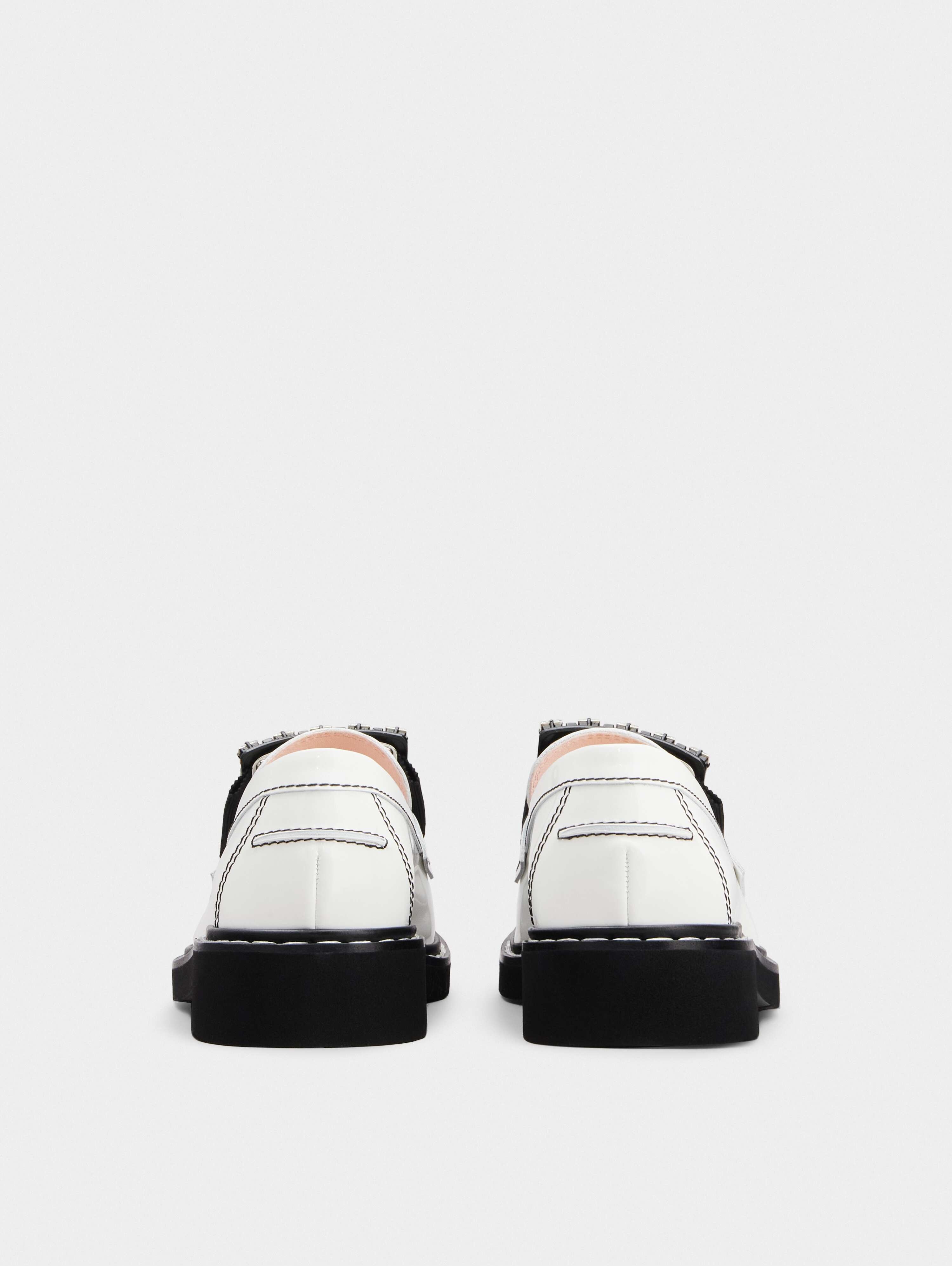 Viv' Rangers Stitch Strass Buckle Loafers in Leather - 5