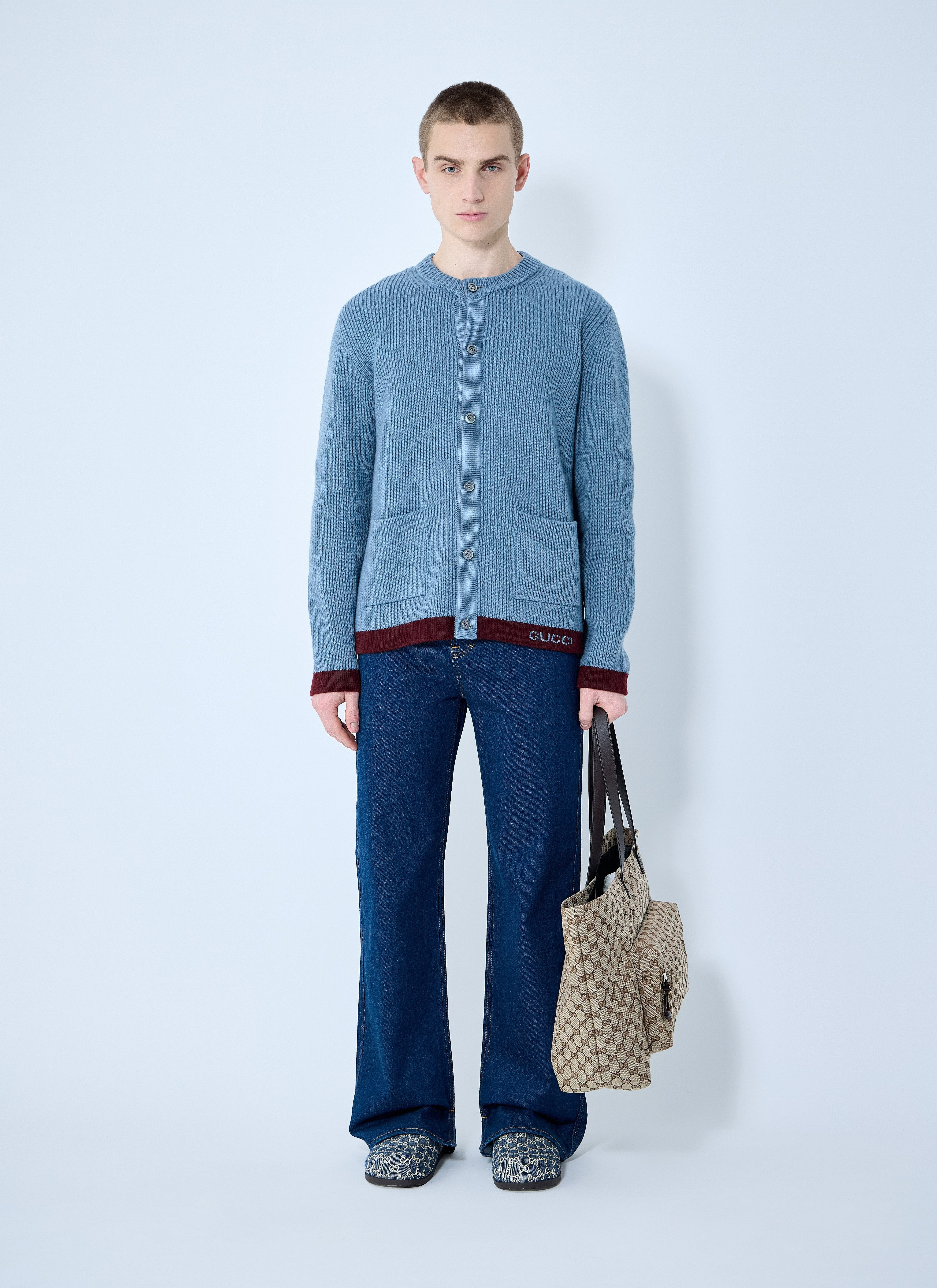 Gucci Men Wool Cardigan With Intarsia - 2