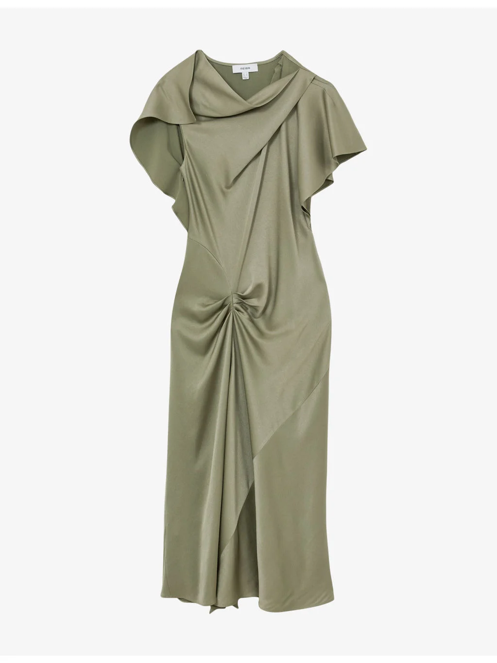 Sasha Drape-Detail Satin Midi Dress - 1