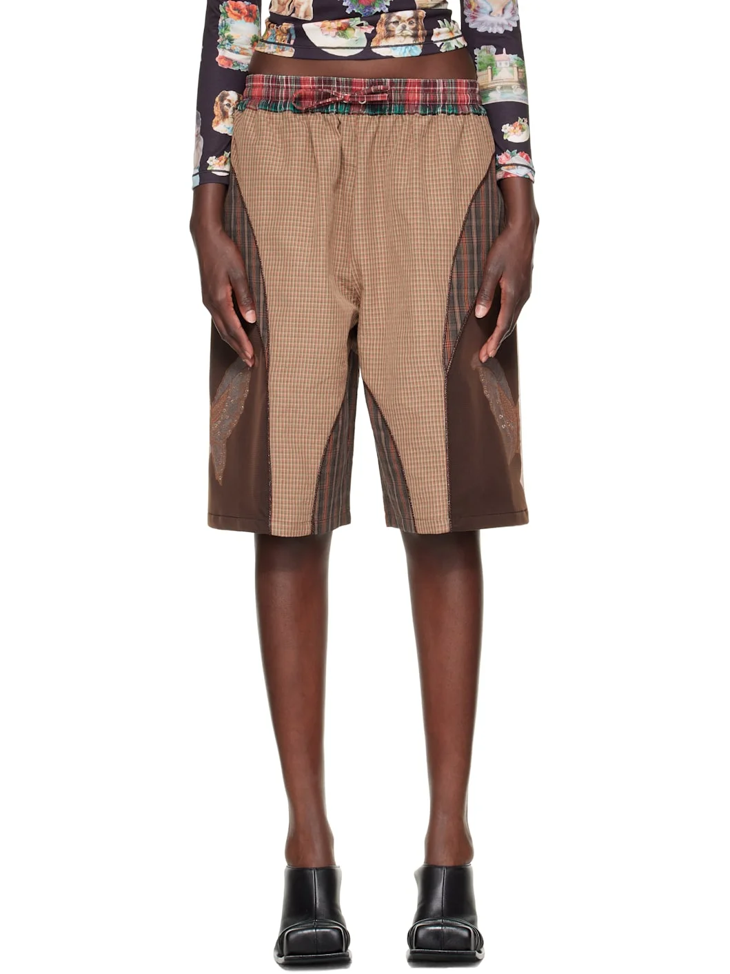 Brown Swoon Shorts - 1
