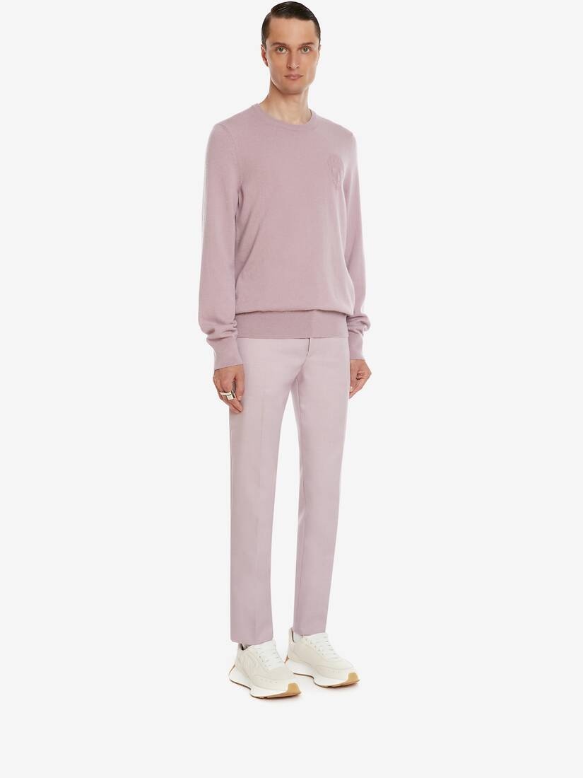 Men's Skull Crew Neck Jumper in Lilac - 3