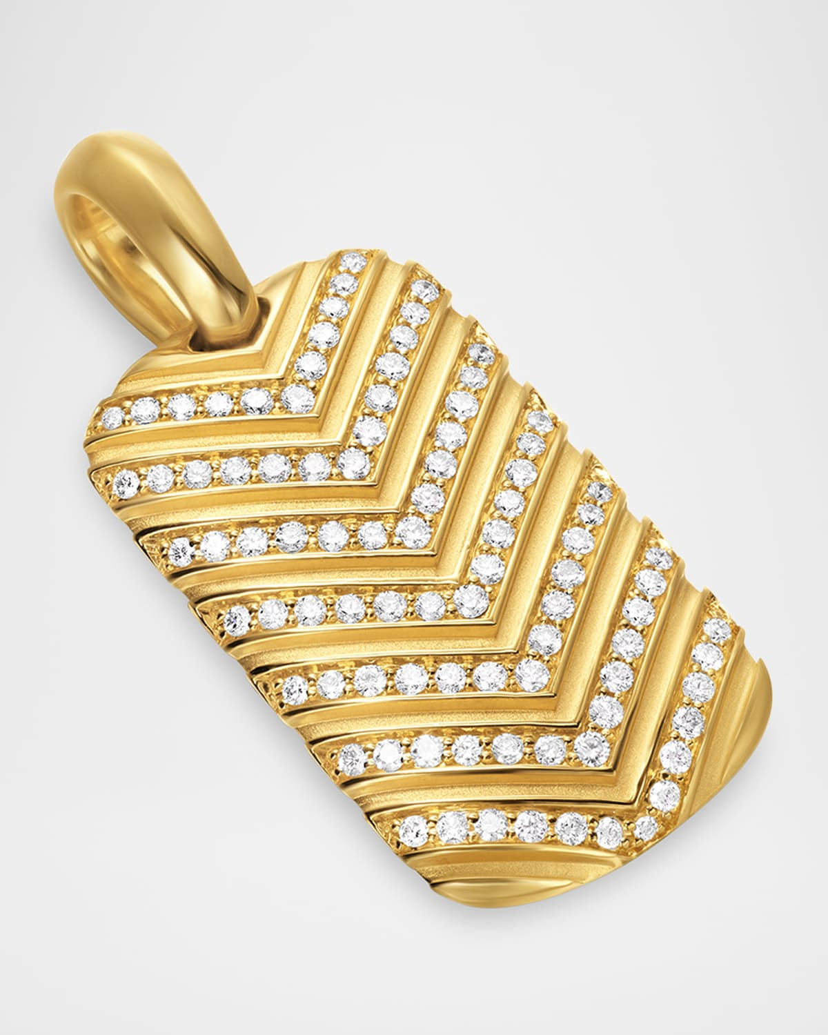 Men's Chevron Tag Enhancer in 18K Gold with Diamonds, 27mm - 3