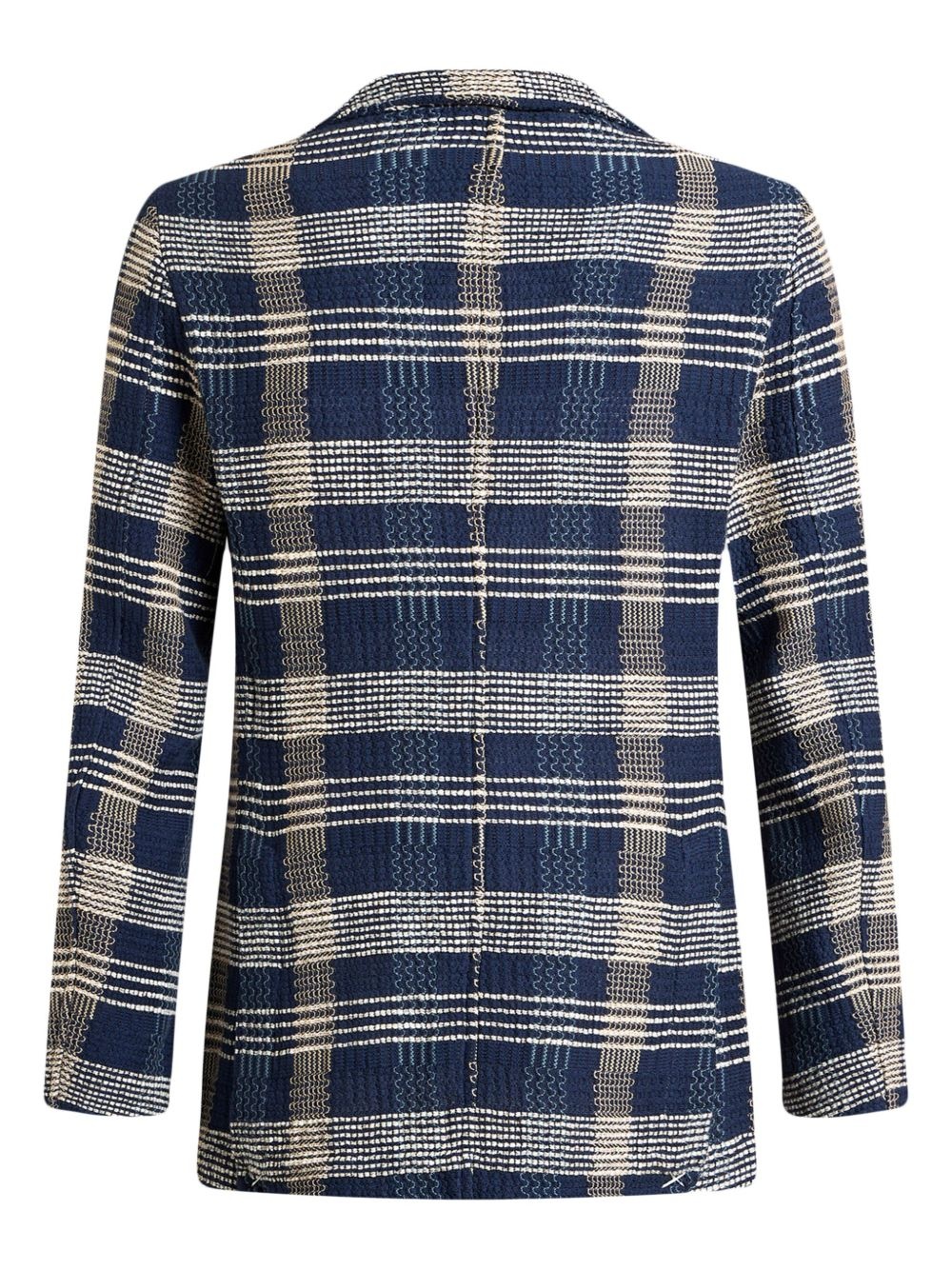 check-pattern knit blazer - 6