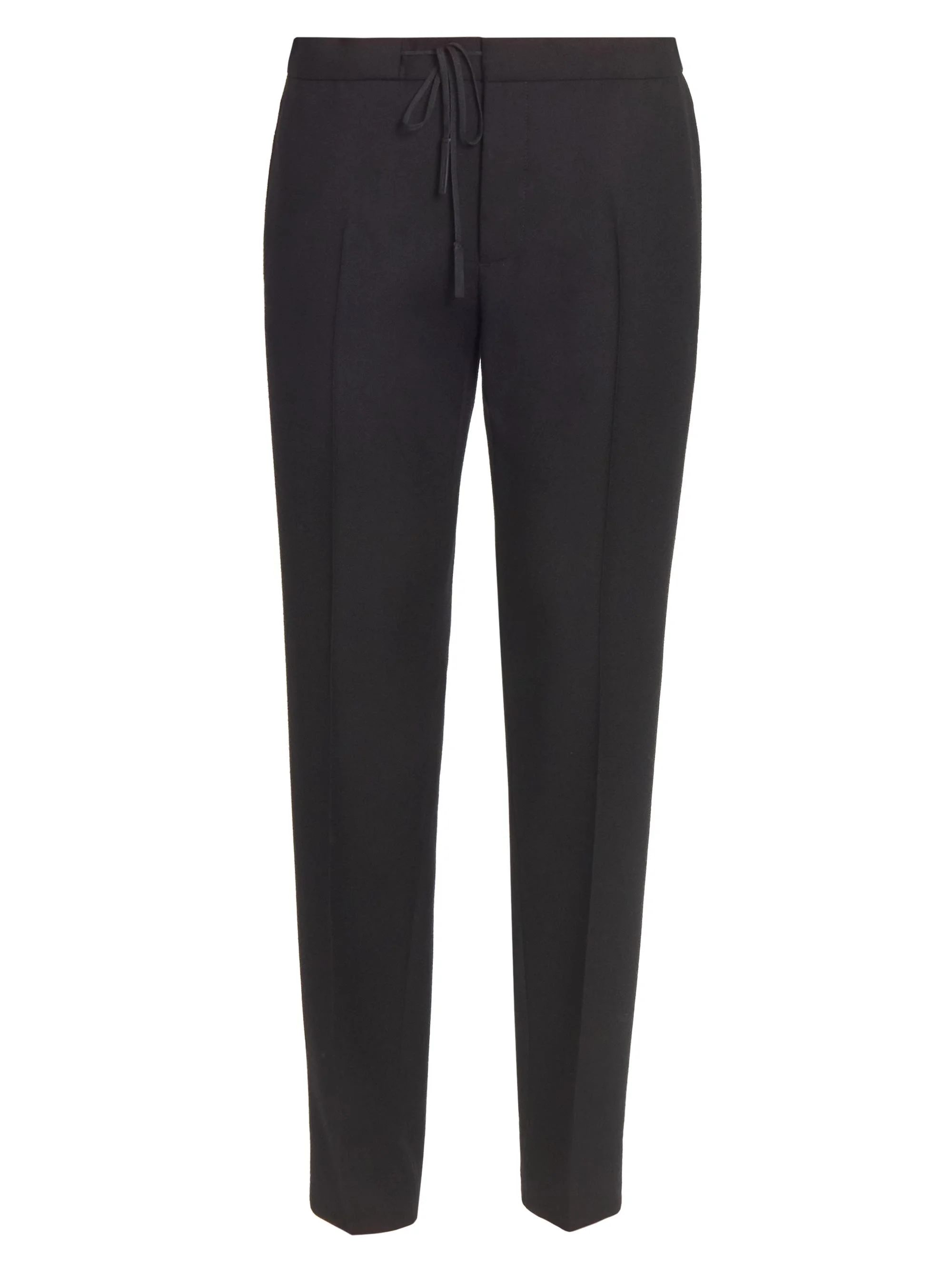 Women's Drawstring Wool Flannel Pants - Black - 1