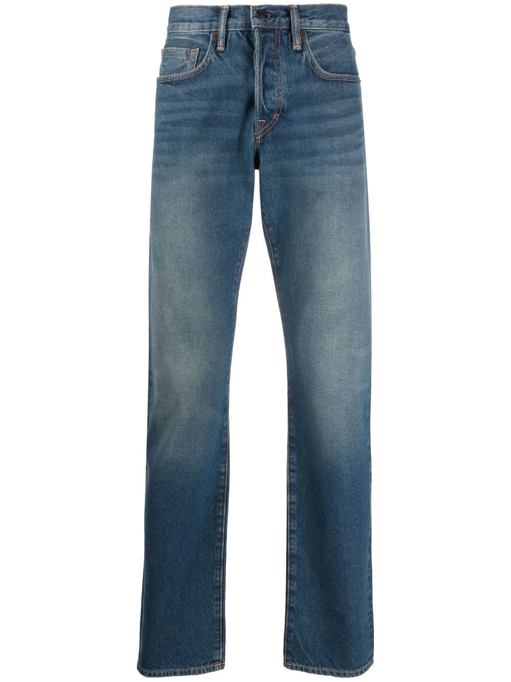 straight leg denim jeans - 1