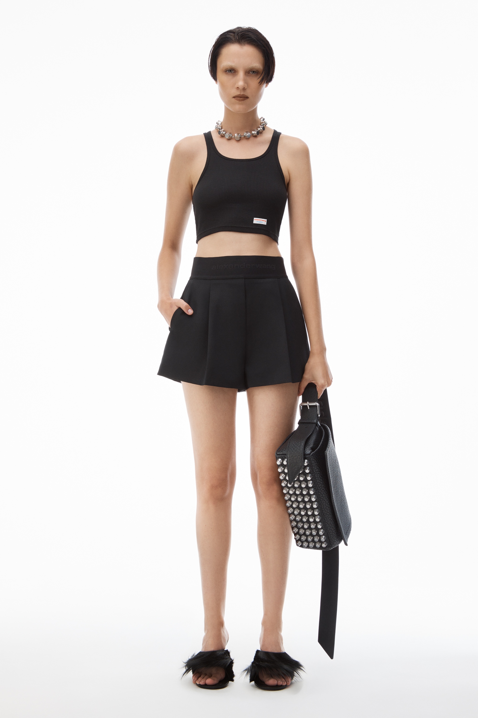 high waisted tailored short in wool - 2