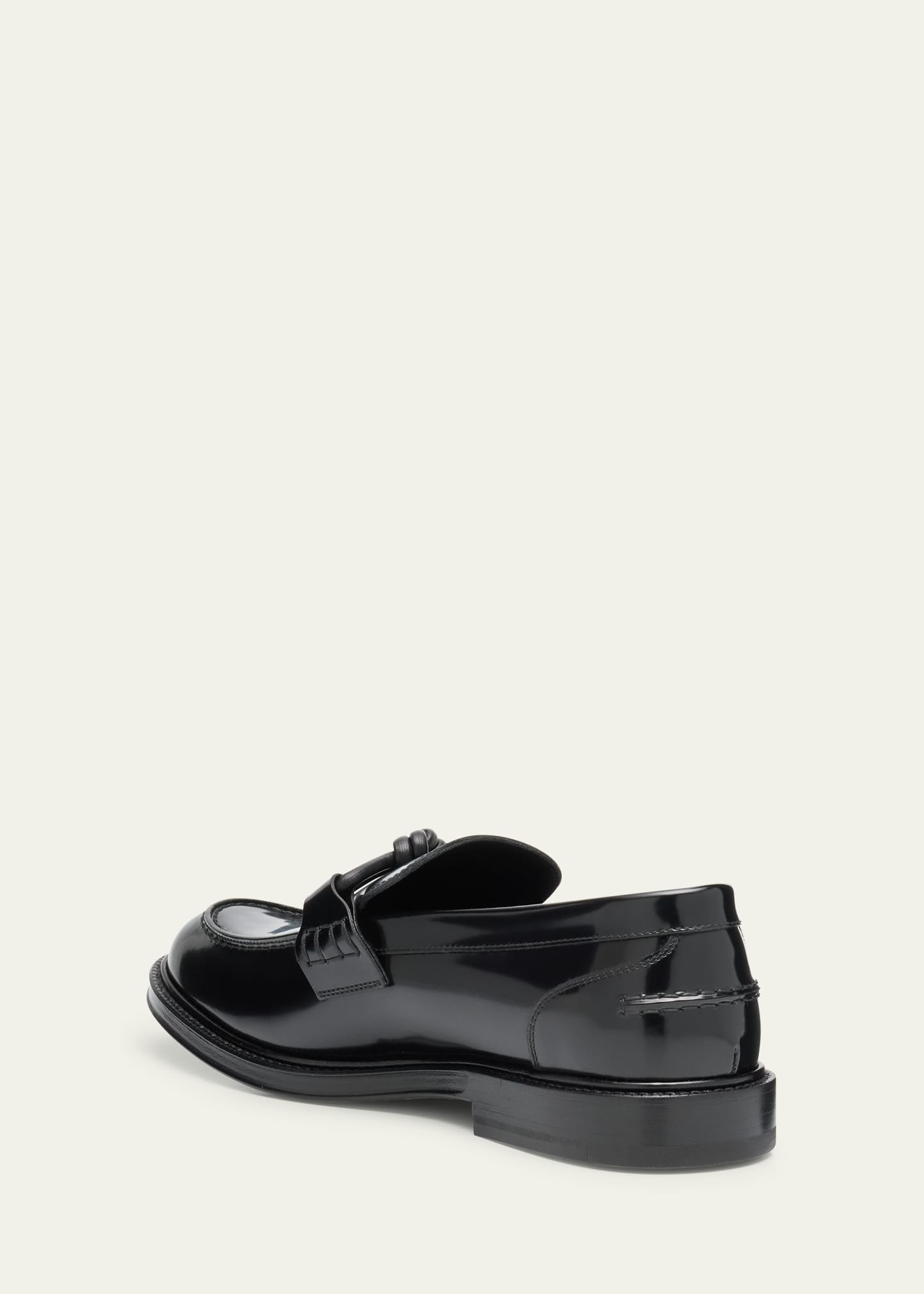 Men's Tie Brushed Calfskin Bit Loafers - 4