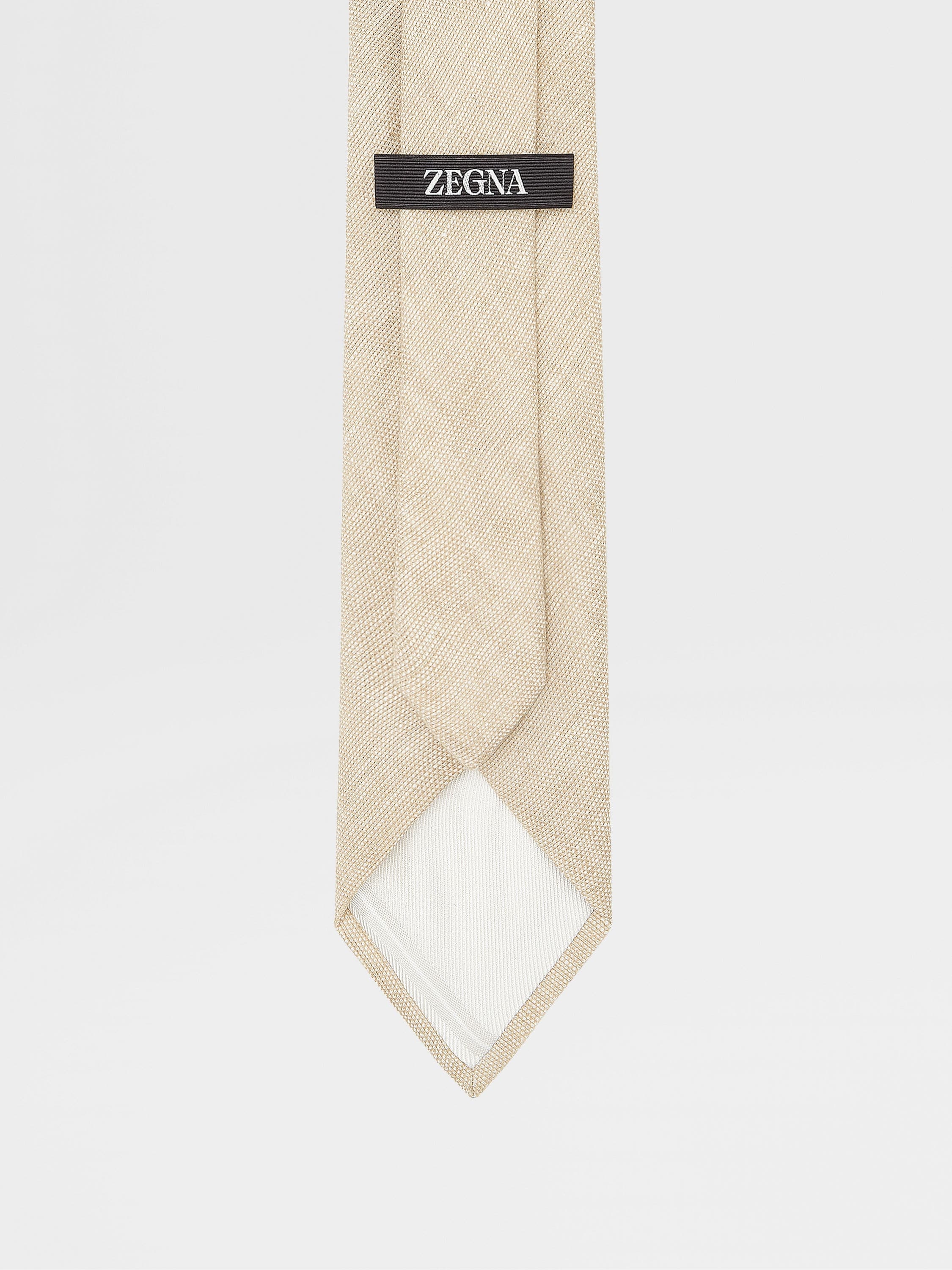 BEIGE JACQUARD LINEN TIE - 3