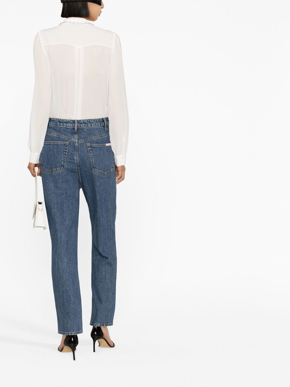 pearl-embellished embroidered blouse - 4