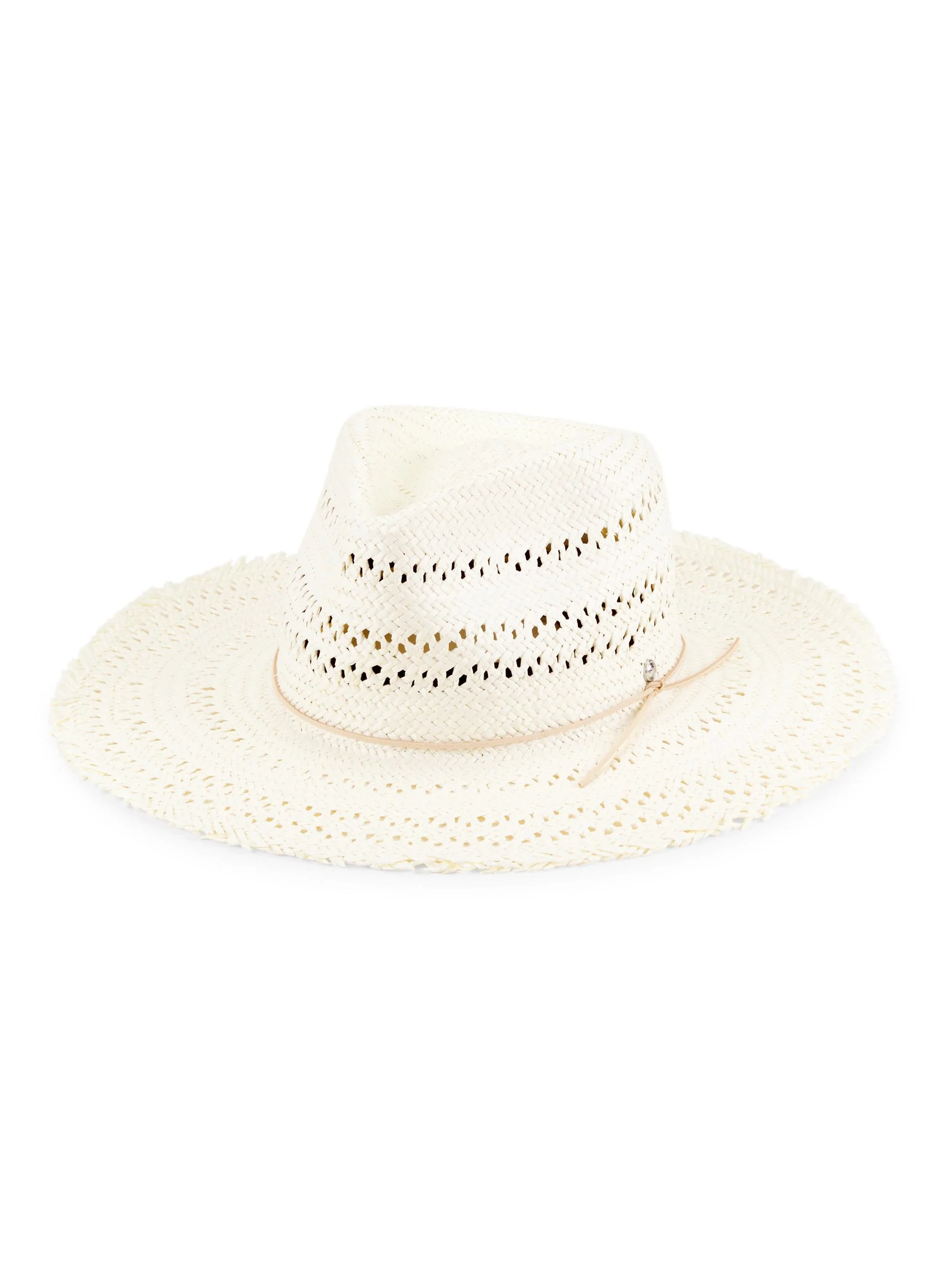 Women's Elle Perforated Straw Fedora - Ivory - 1