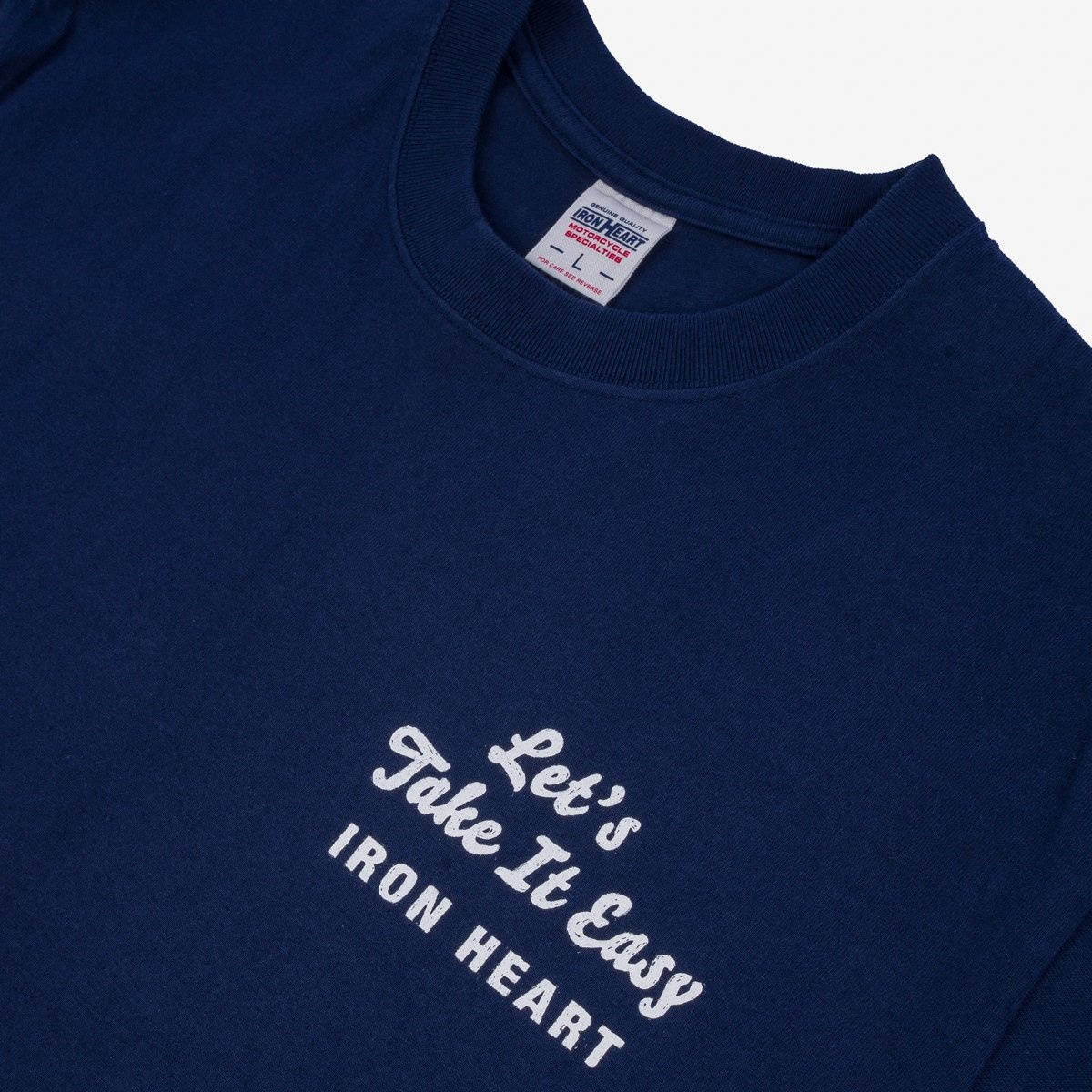 IHT-2404-NAV 7.5oz Printed Loopwheel Crew Neck T-Shirt - Navy - 8