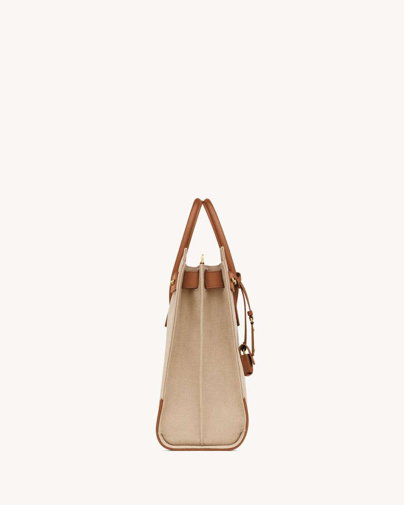 SAC DE JOUR THIN LARGE IN CANVAS AND VEGETABLE-TANNED LEATHER 3